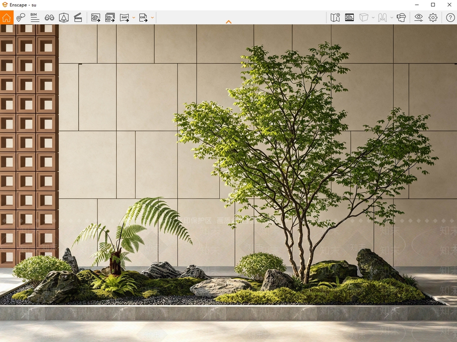 新中式景观室内景观SU模型下载【ID:1231336631】
