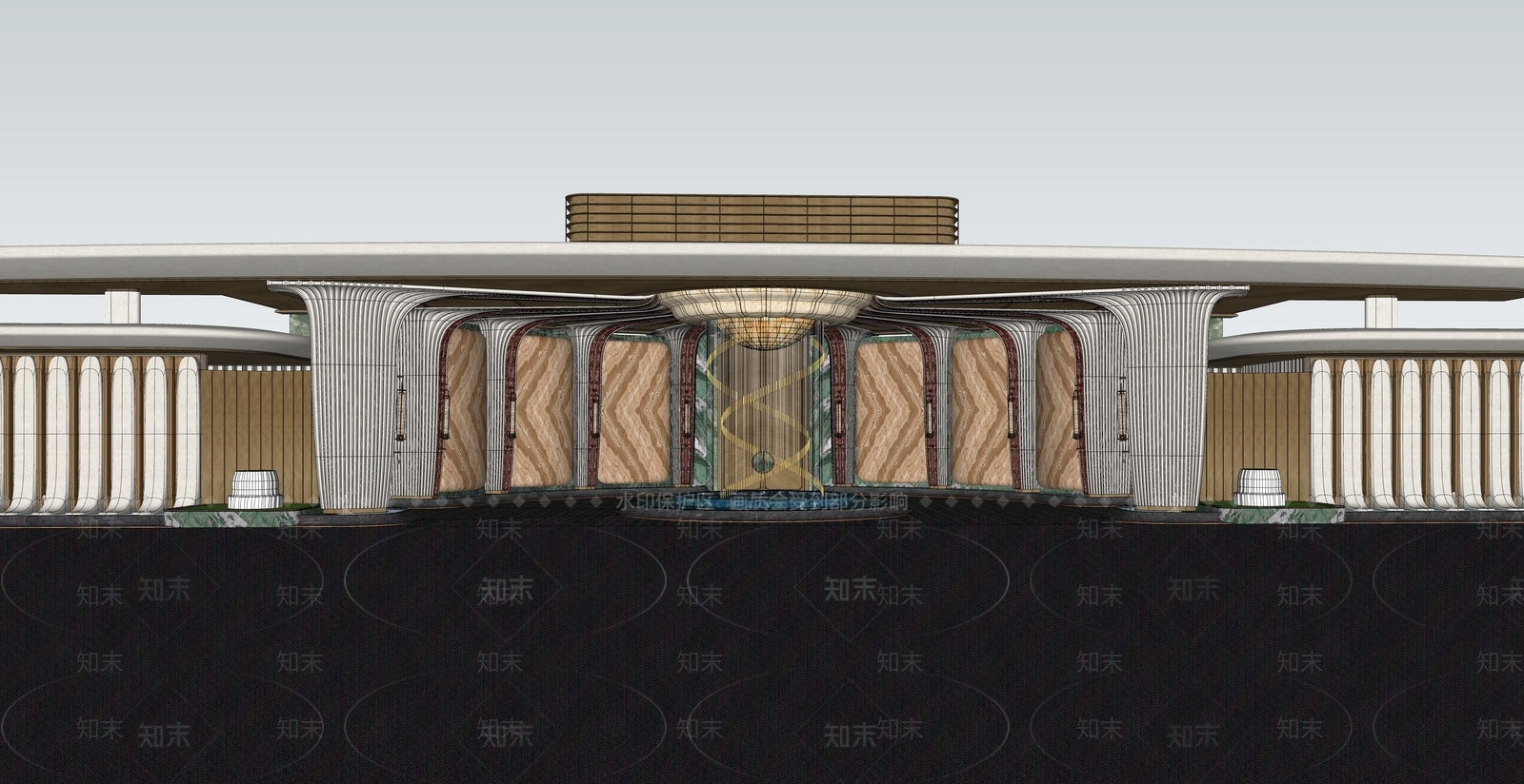 轻奢售楼处建筑SU模型下载【ID:1231338420】