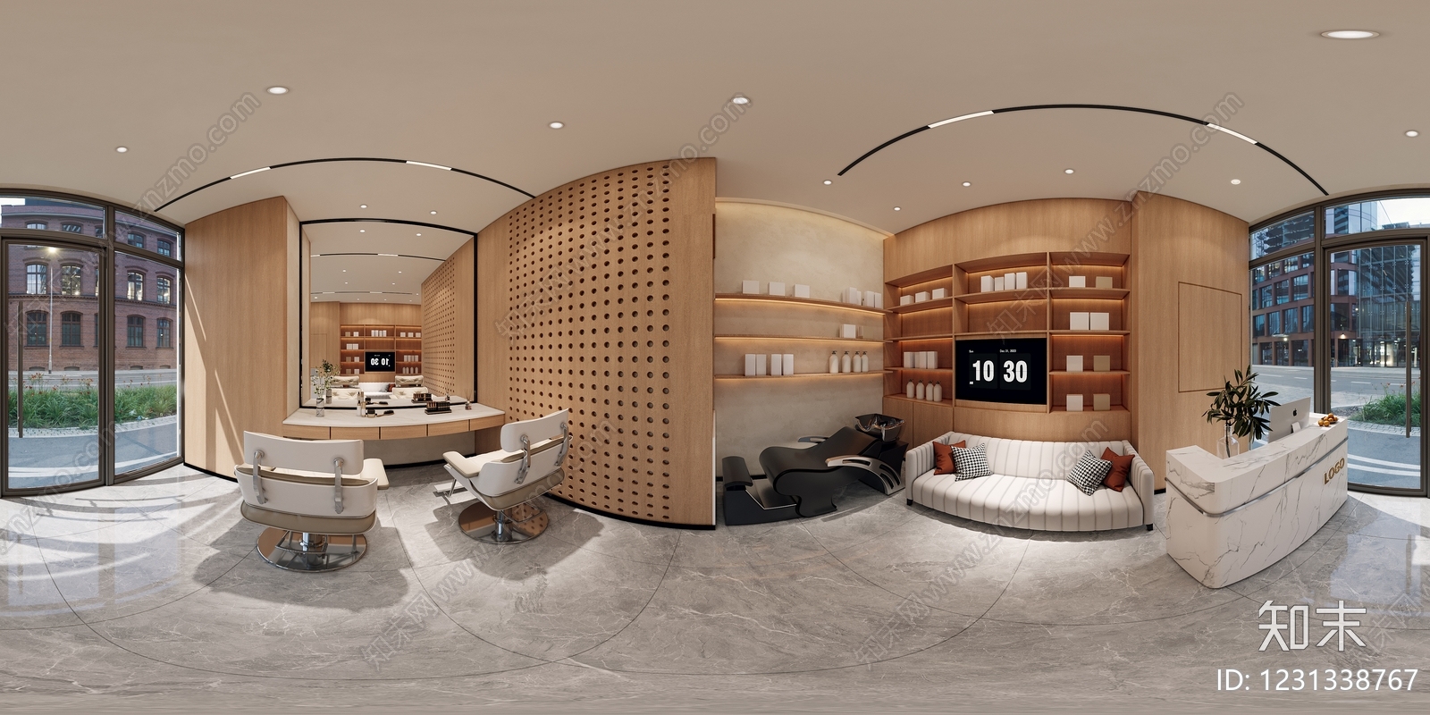原木风美发店3D模型下载【ID:1231338767】