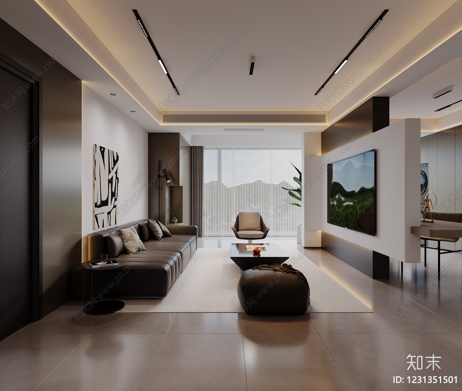现代简约封闭式厨房3D模型下载【ID:1231351501】