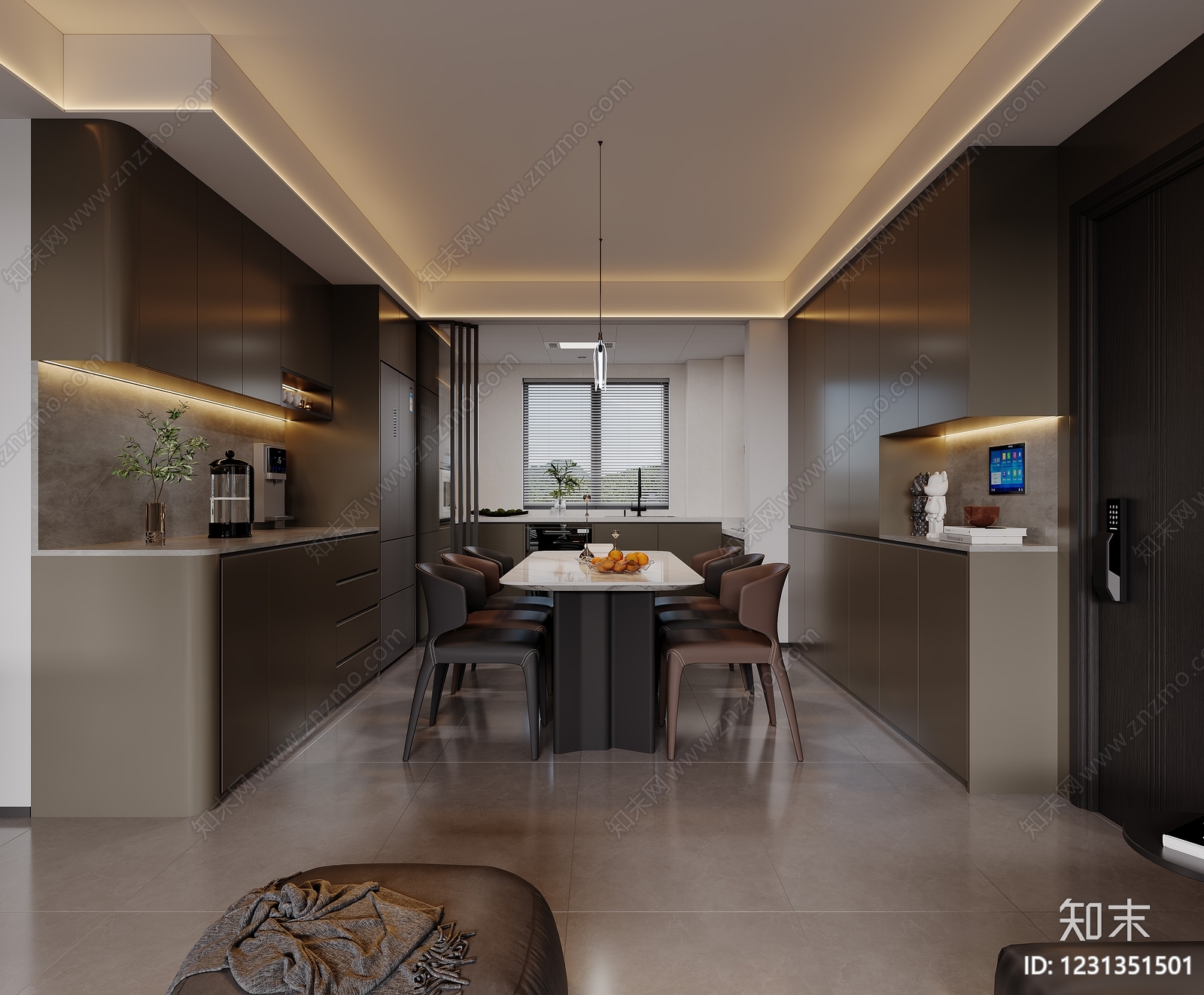 现代简约封闭式厨房3D模型下载【ID:1231351501】