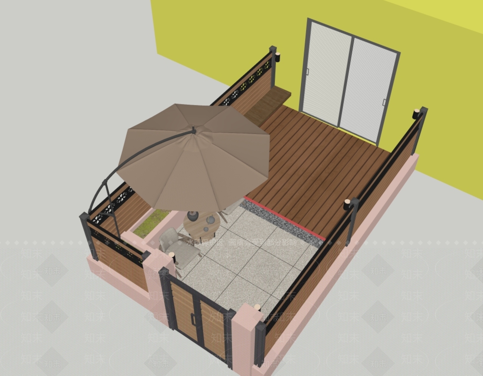 别墅庭院SU模型下载【ID:1231351676】