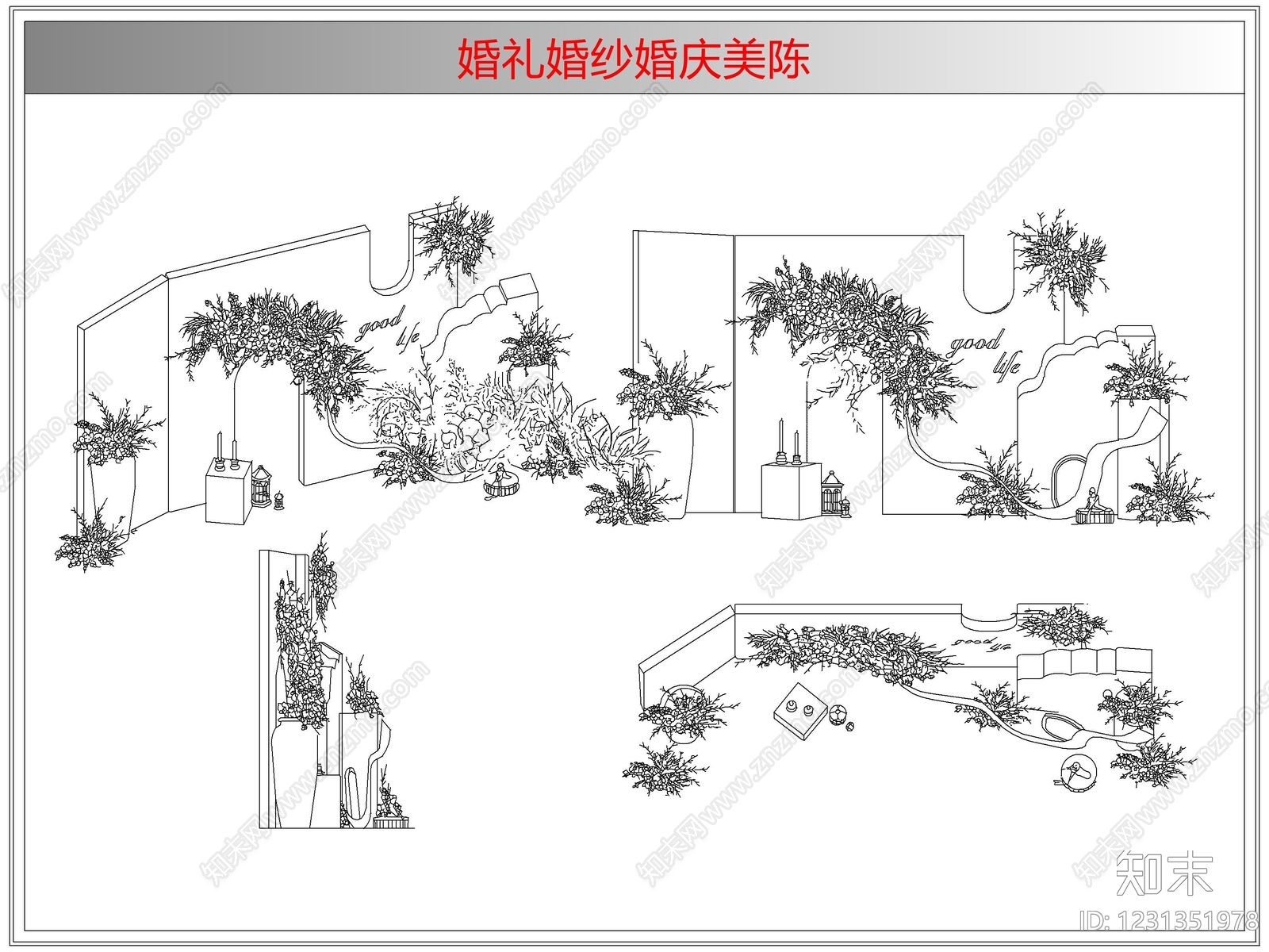 综合软装摆件图库cad施工图下载【ID:1231351978】