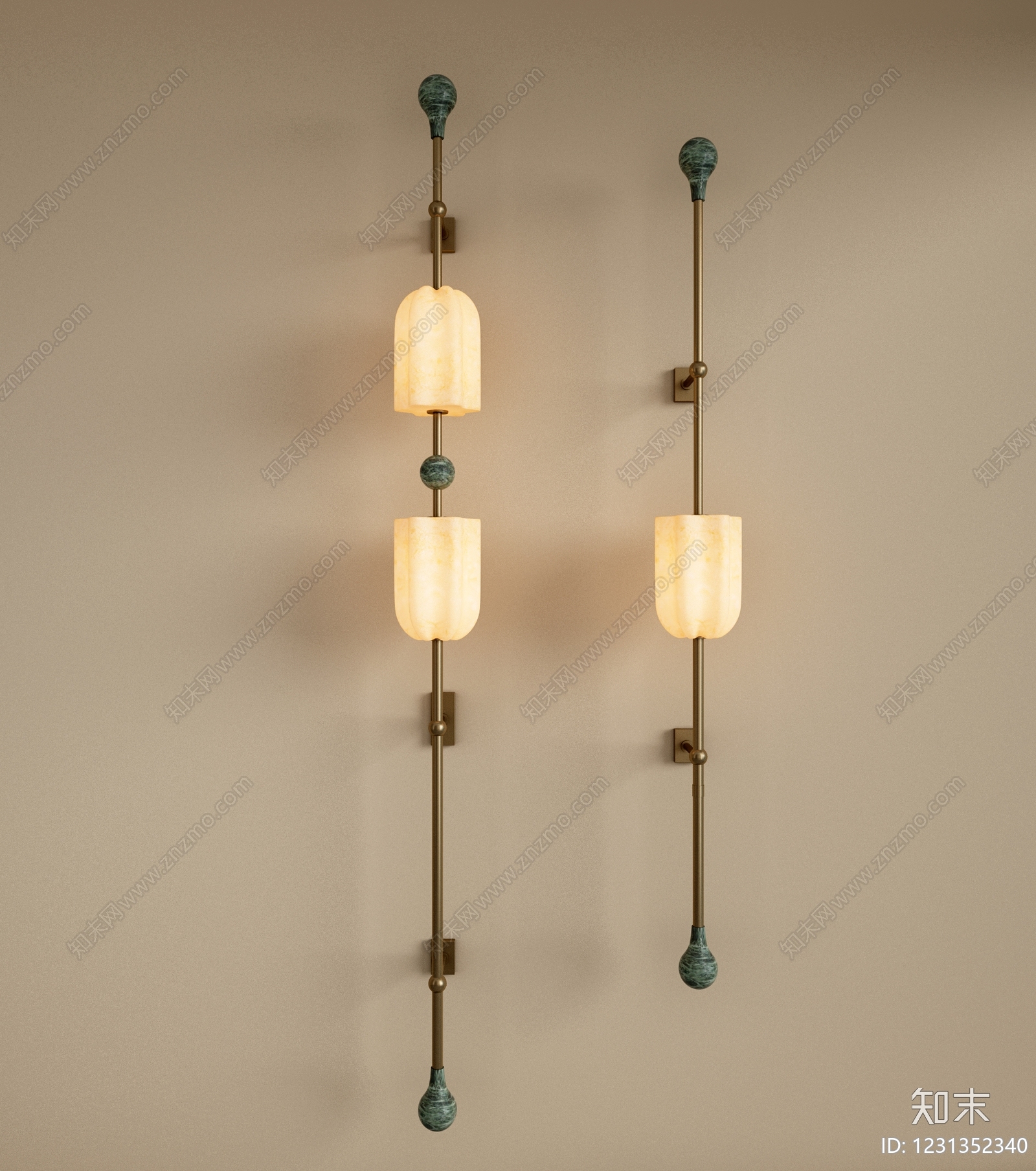 轻奢长条壁灯3D模型下载【ID:1231352340】