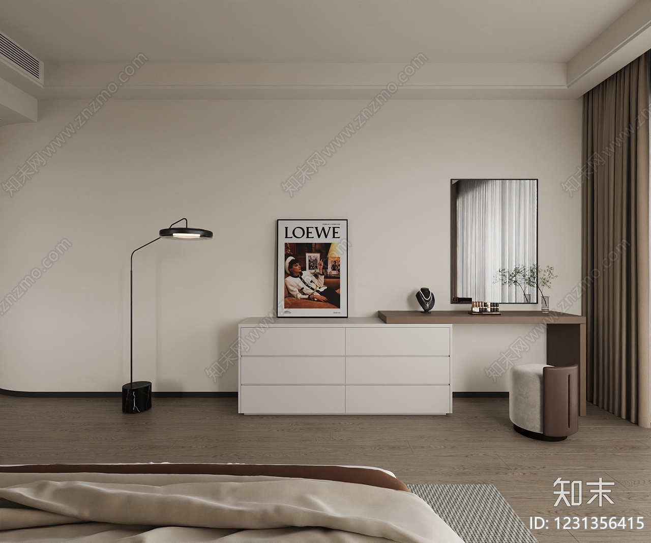 现代简约主卧3D模型下载【ID:1231356415】
