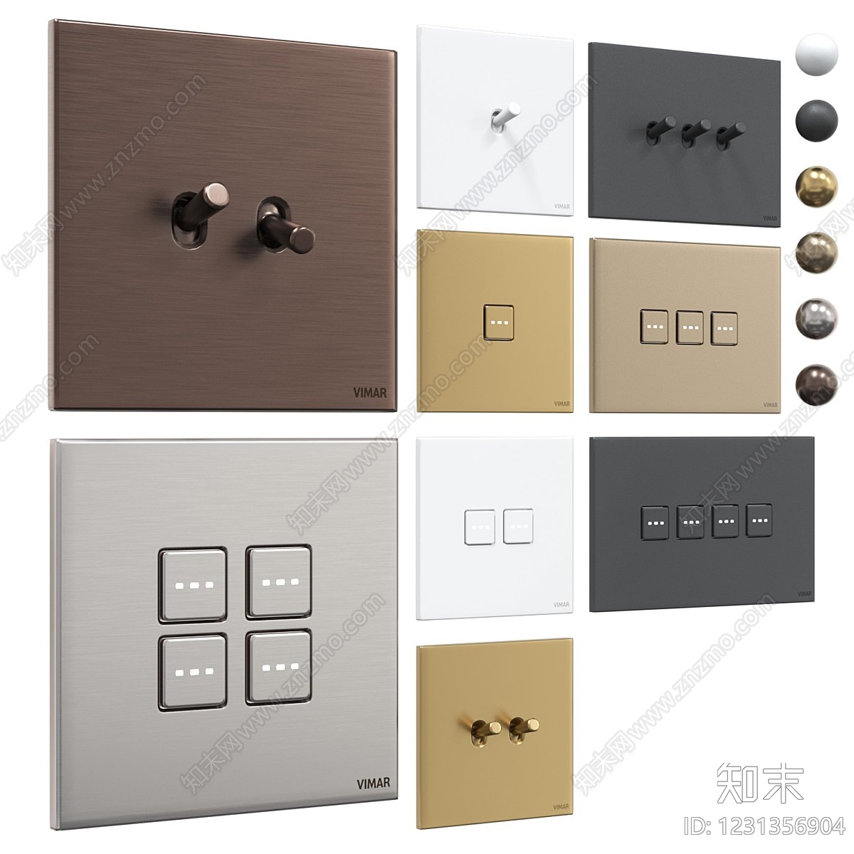 轻奢开关3D模型下载【ID:1231356904】