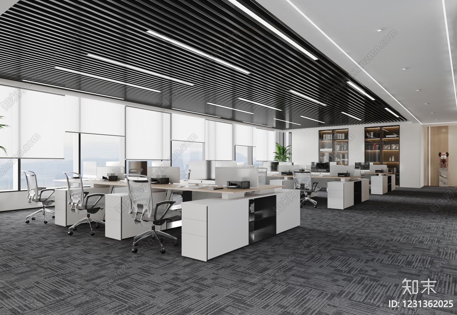 现代简约办公区3D模型下载【ID:1231362025】