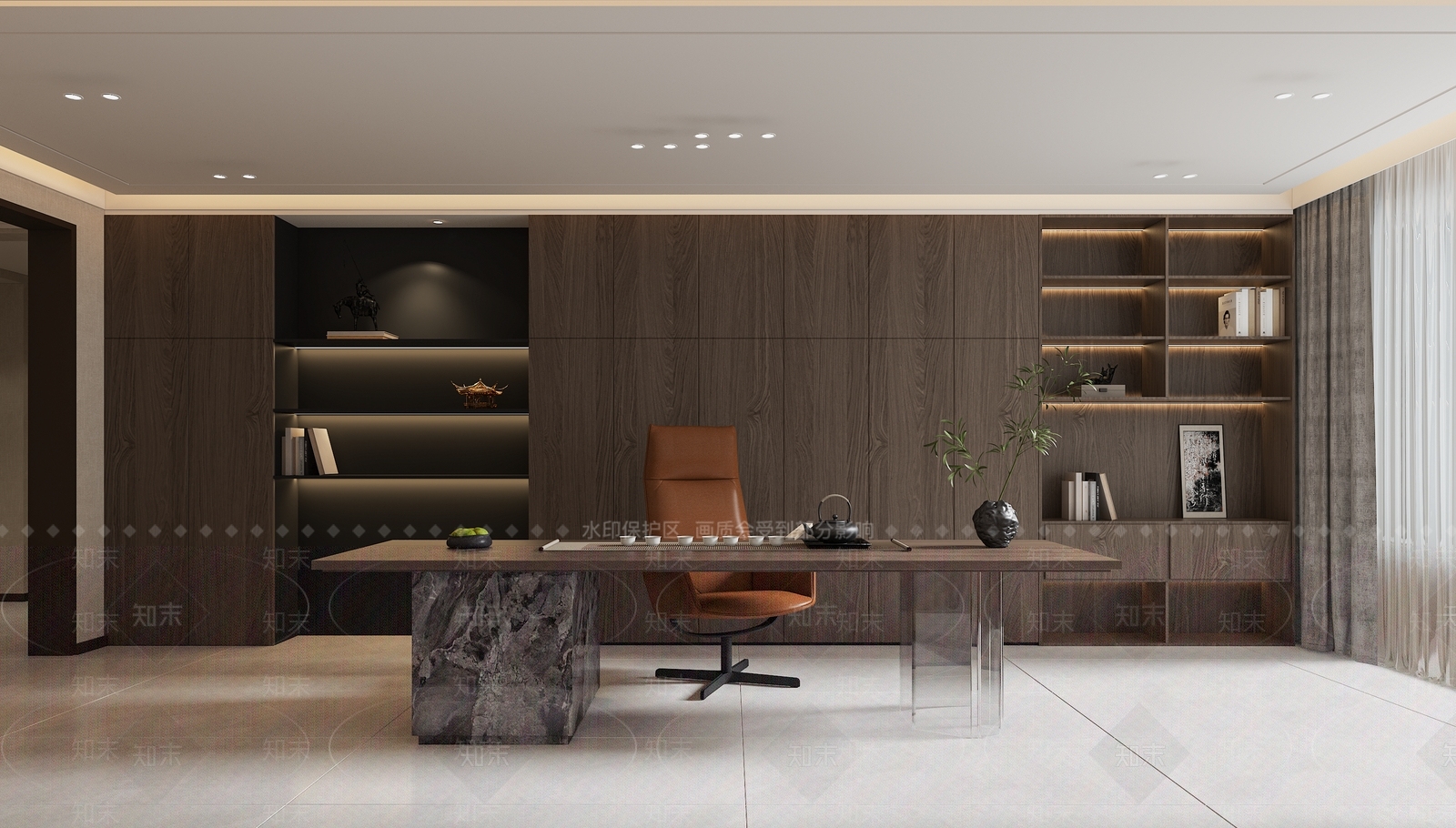 意式极简书房3D模型下载【ID:1231369173】
