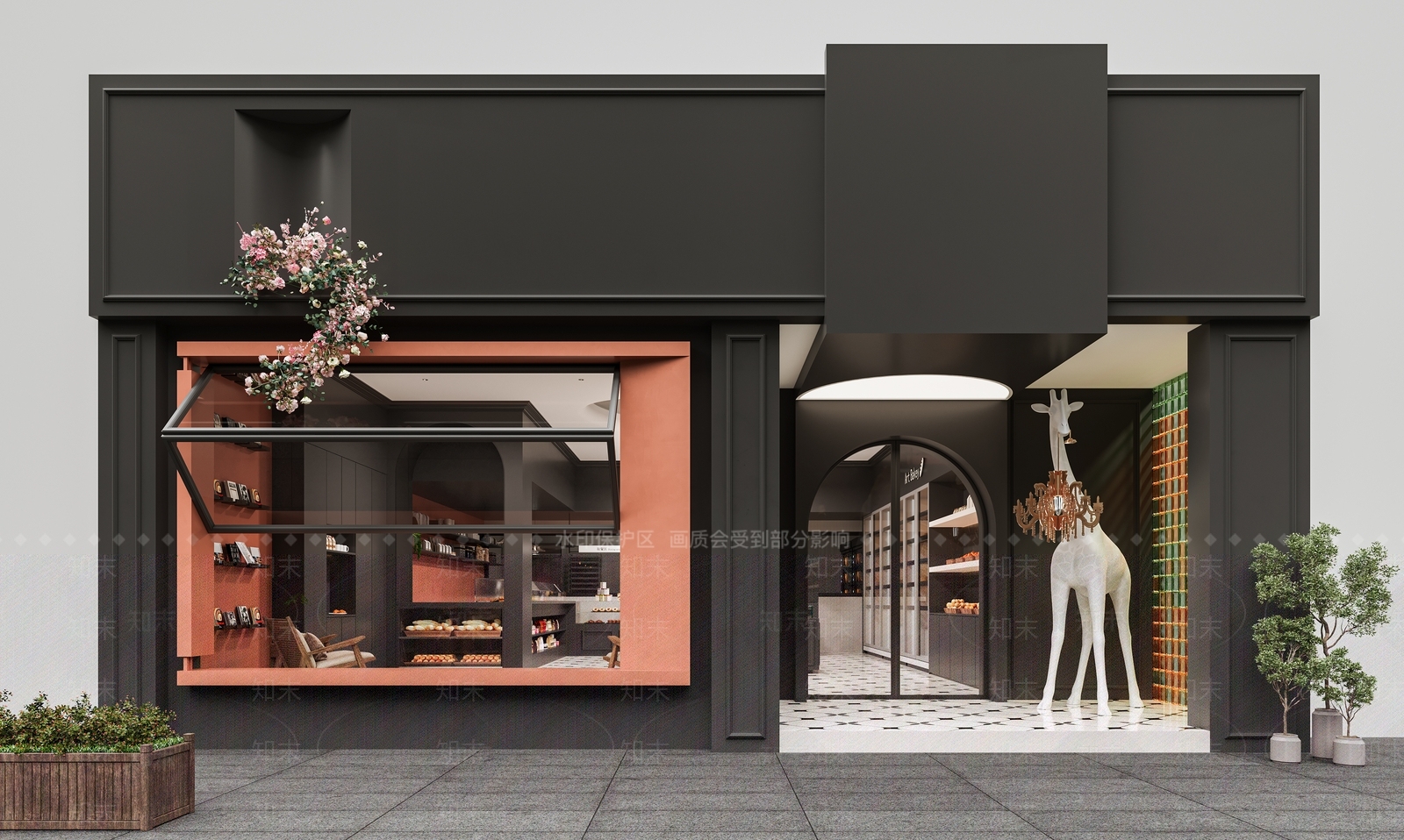 现代甜品面包店3D模型渲染效果图