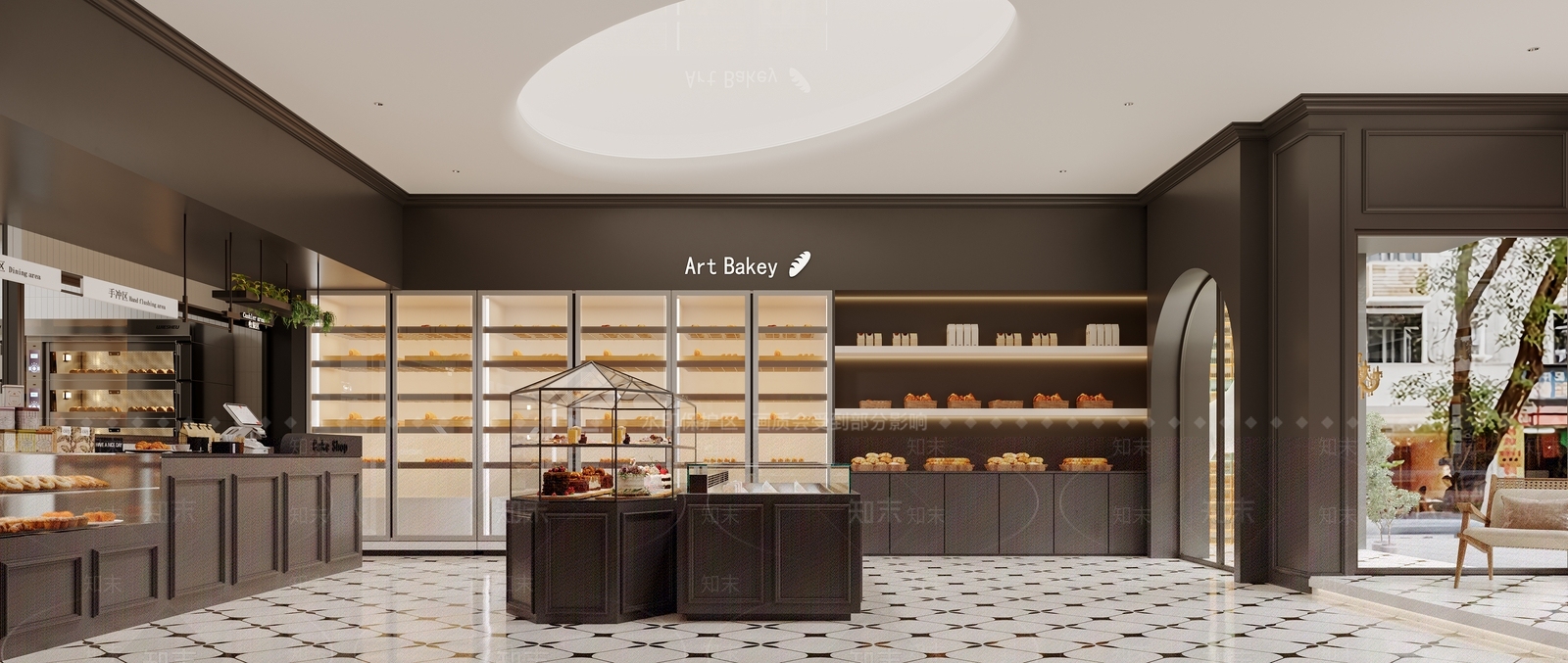 法式甜品面包店3D模型渲染效果图