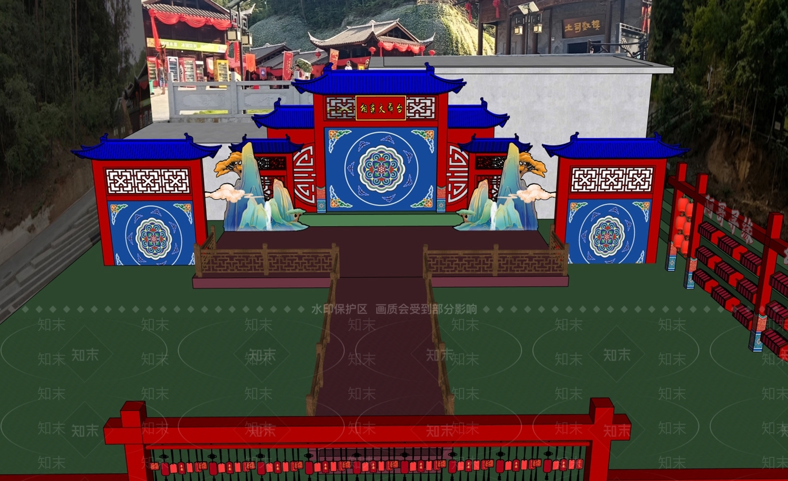 中式舞台SU模型下载【ID:1231370225】