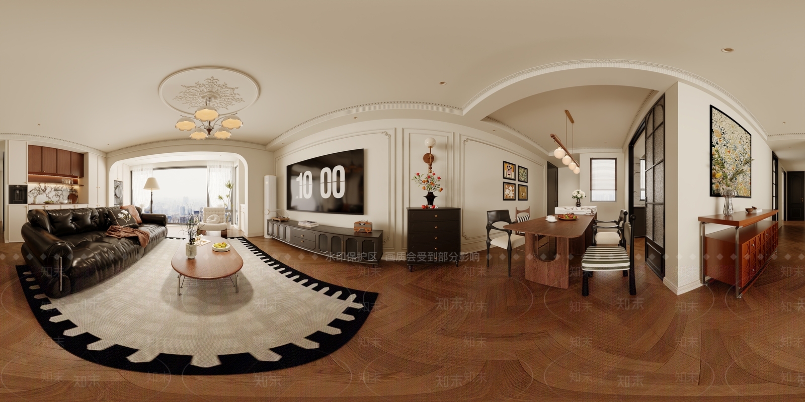 中古风别墅客餐厅3D模型下载【ID:1231370490】