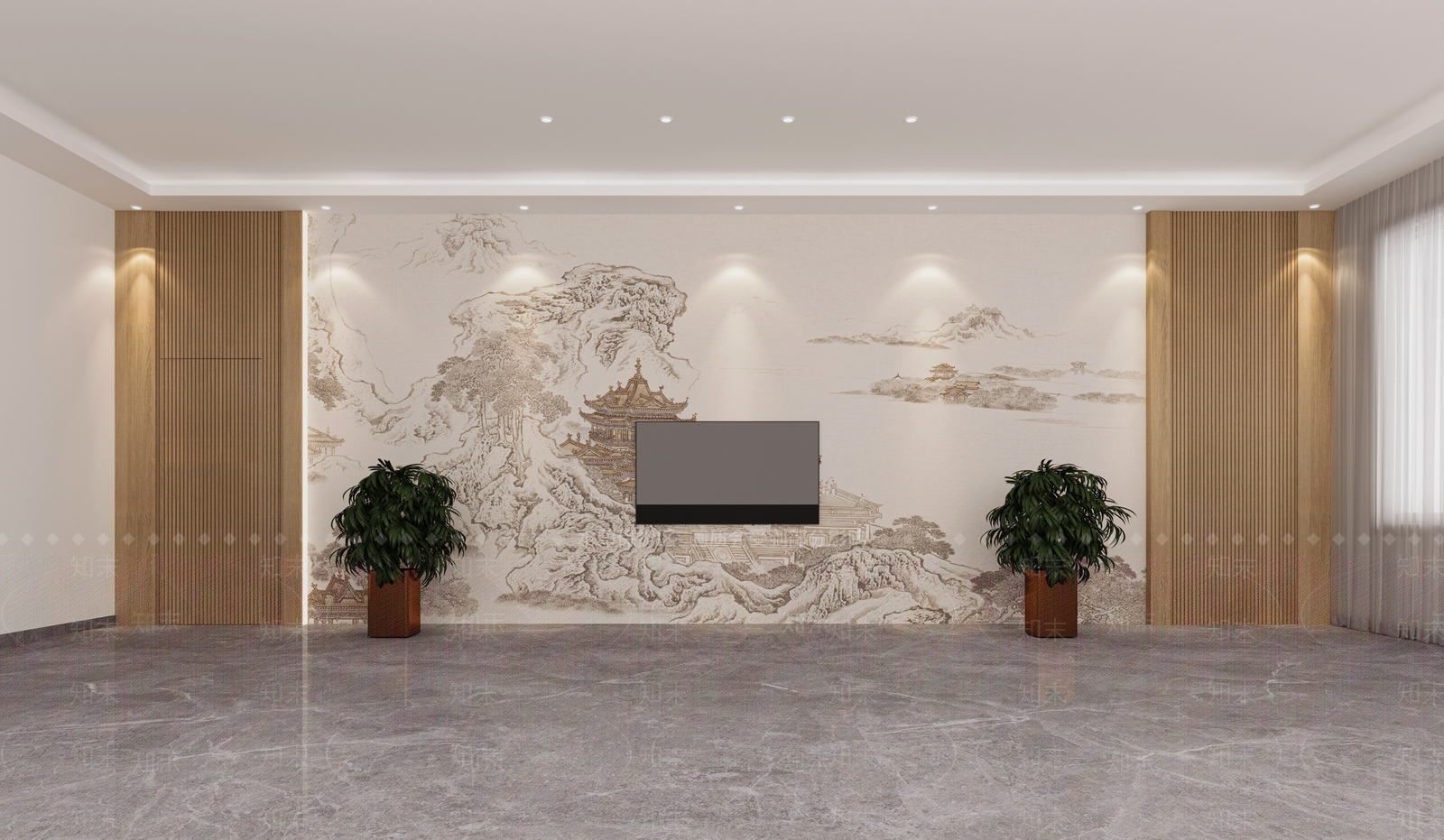 新中式会议室3D模型下载【ID:1231372234】