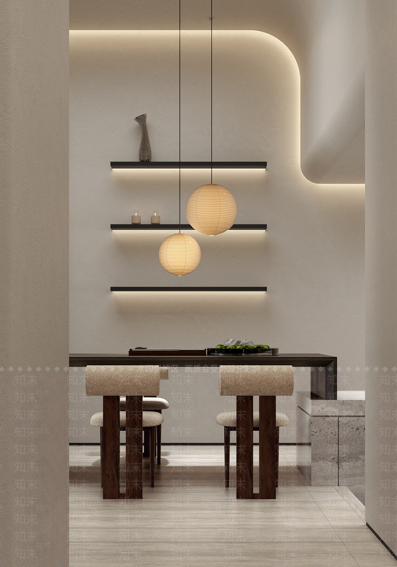 奶油风宋式客餐厅3D模型下载【ID:1231373069】