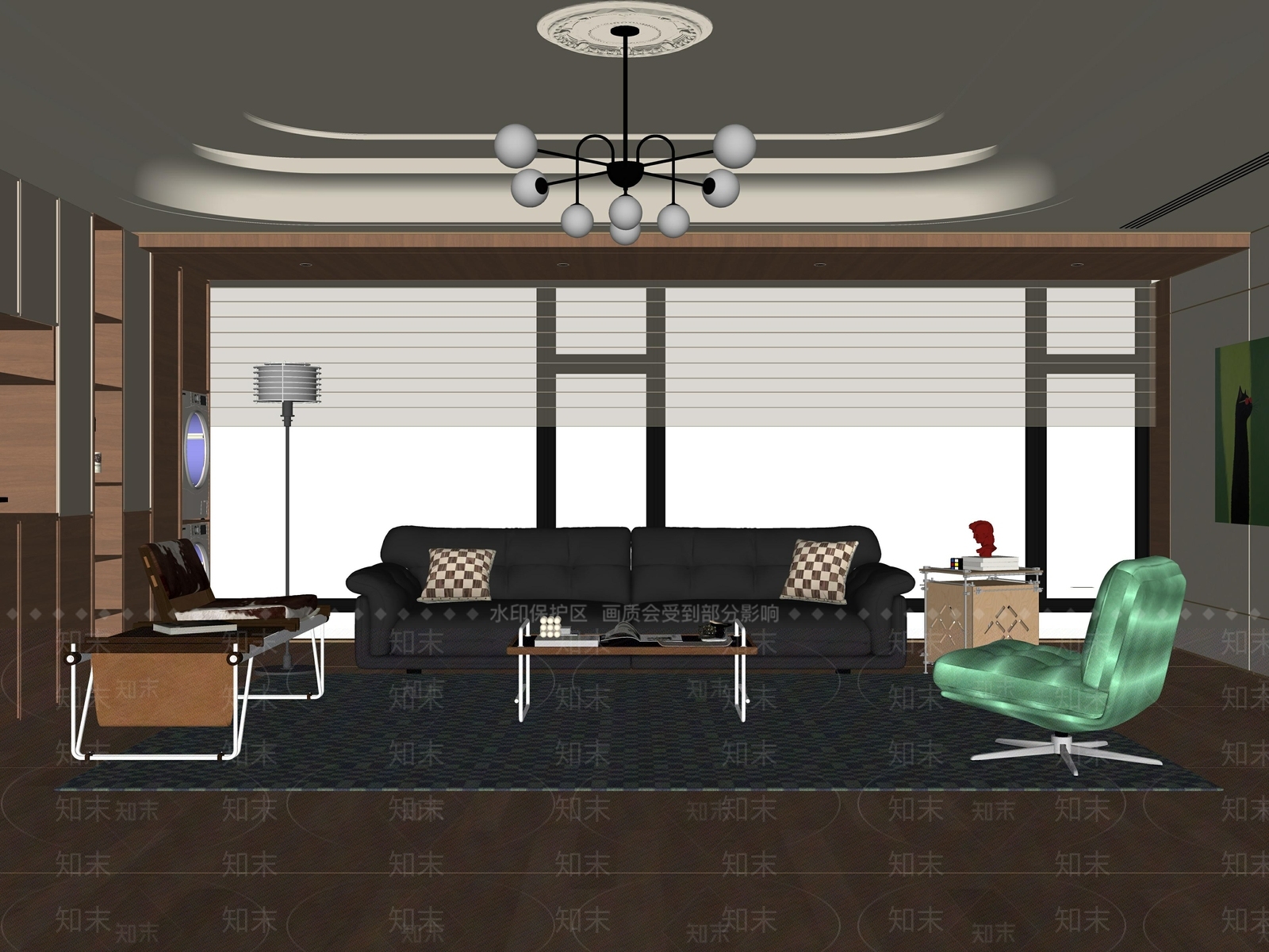 中古风观景客厅SU模型下载【ID:1231374765】