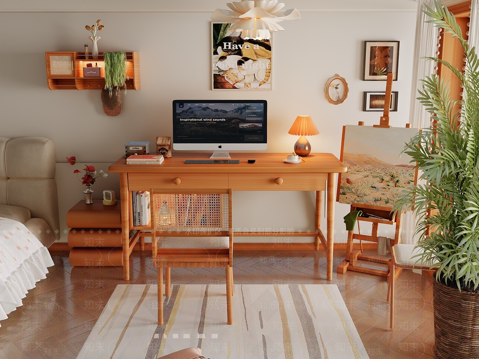 原木风书房3D模型下载【ID:1231379118】