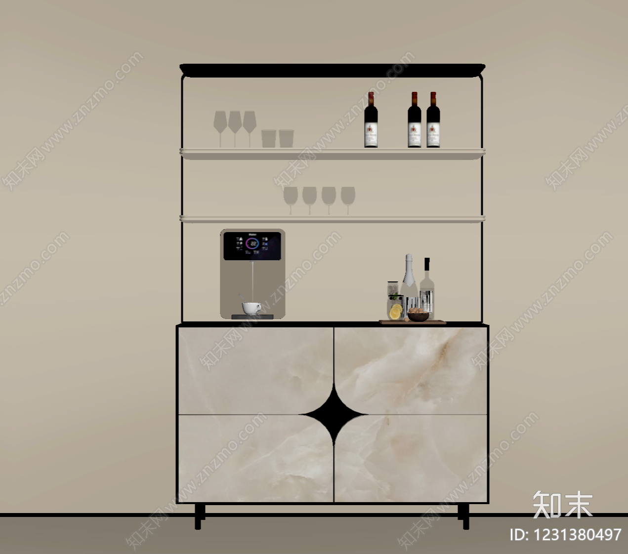 轻奢酒柜SU模型下载【ID:1231380497】