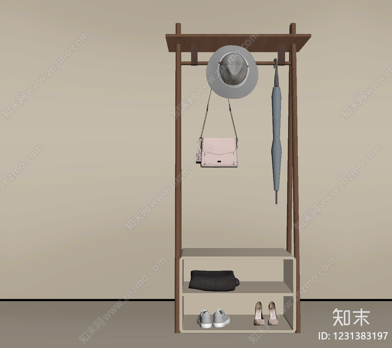 奶油风衣架SU模型下载【ID:1231383197】