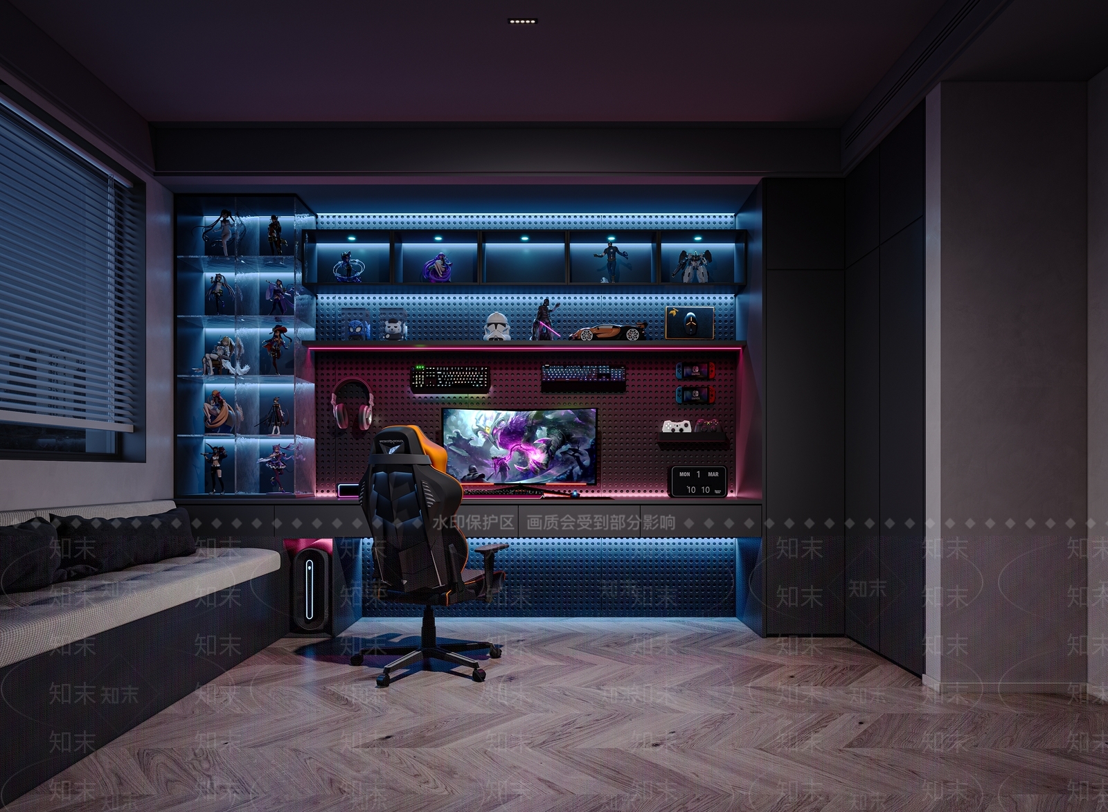 赛博朋克风男孩房3D模型下载【ID:1231398741】