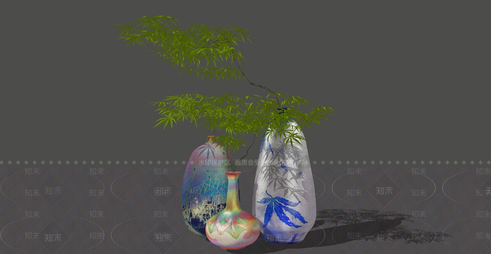 中式绿植摆件SU模型下载【ID:1231402969】