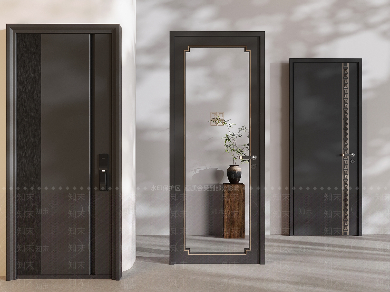 新中式门组合3D模型下载【ID:1231408842】