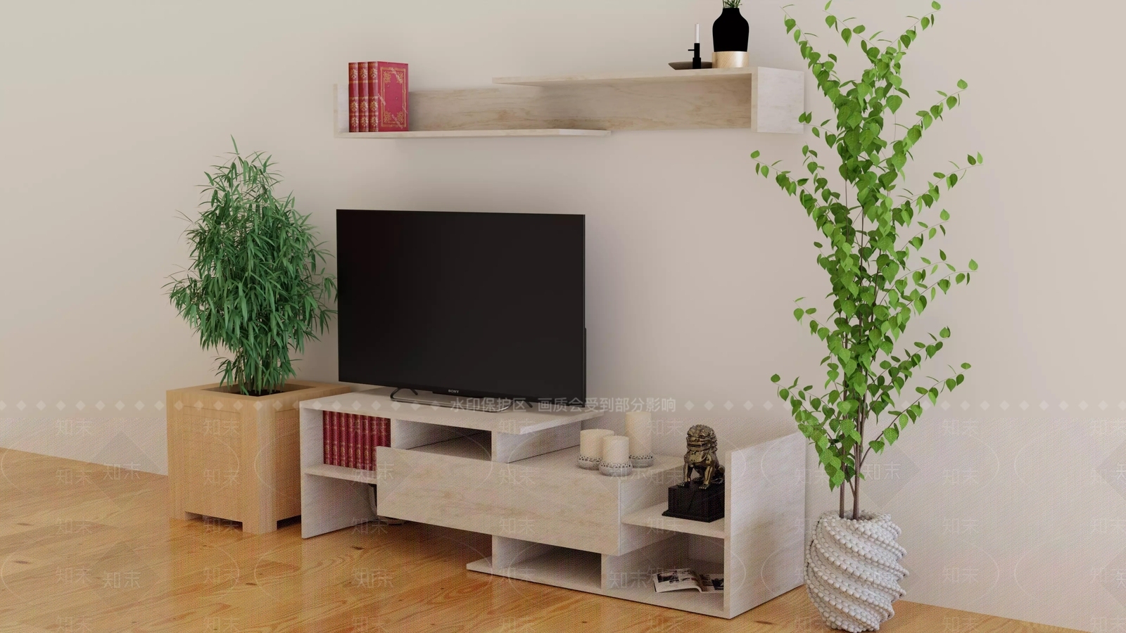 原木风电视柜3D模型下载【ID:1231415554】