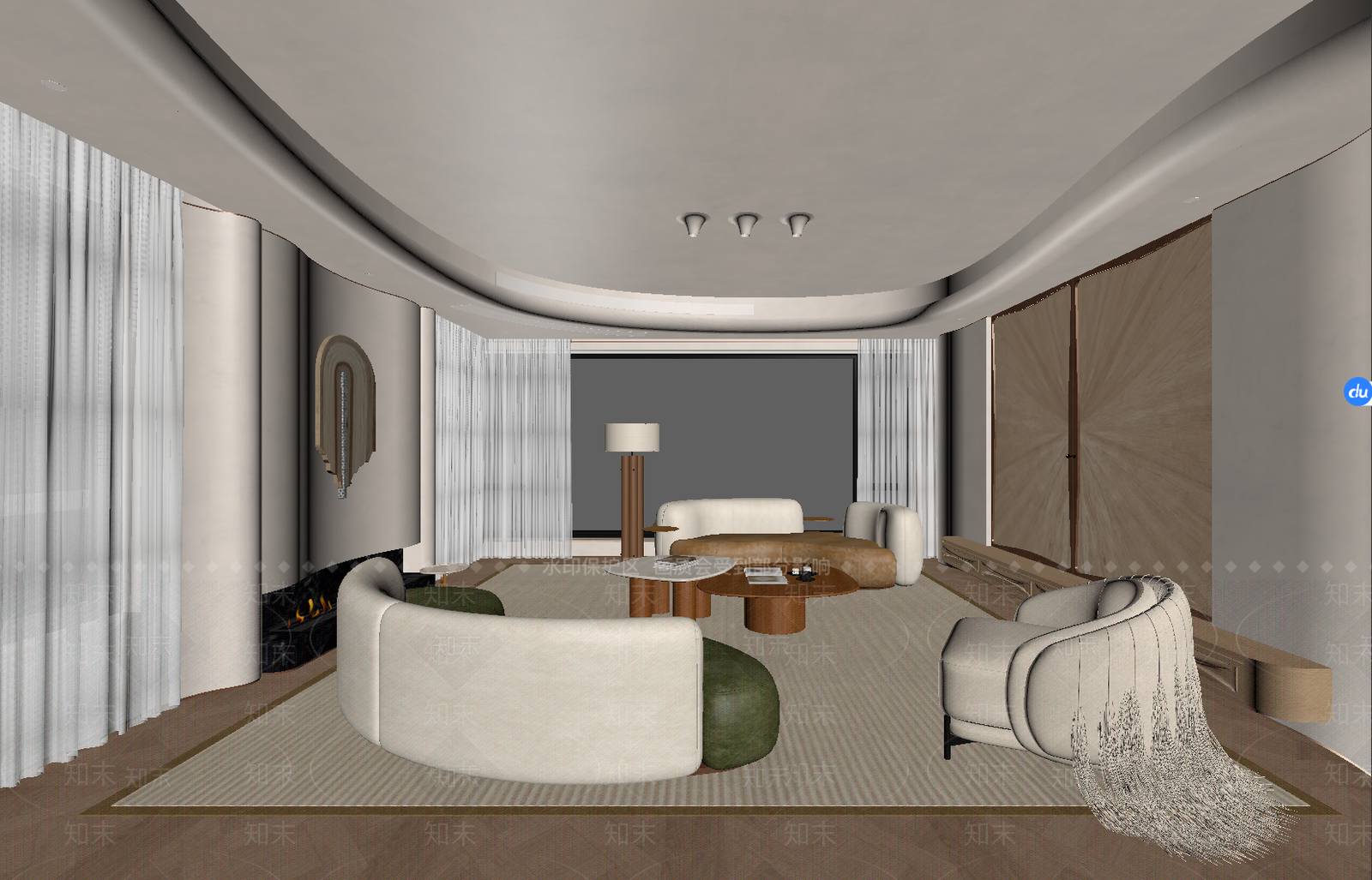 奶油风家居客厅3D模型下载【ID:1231427059】