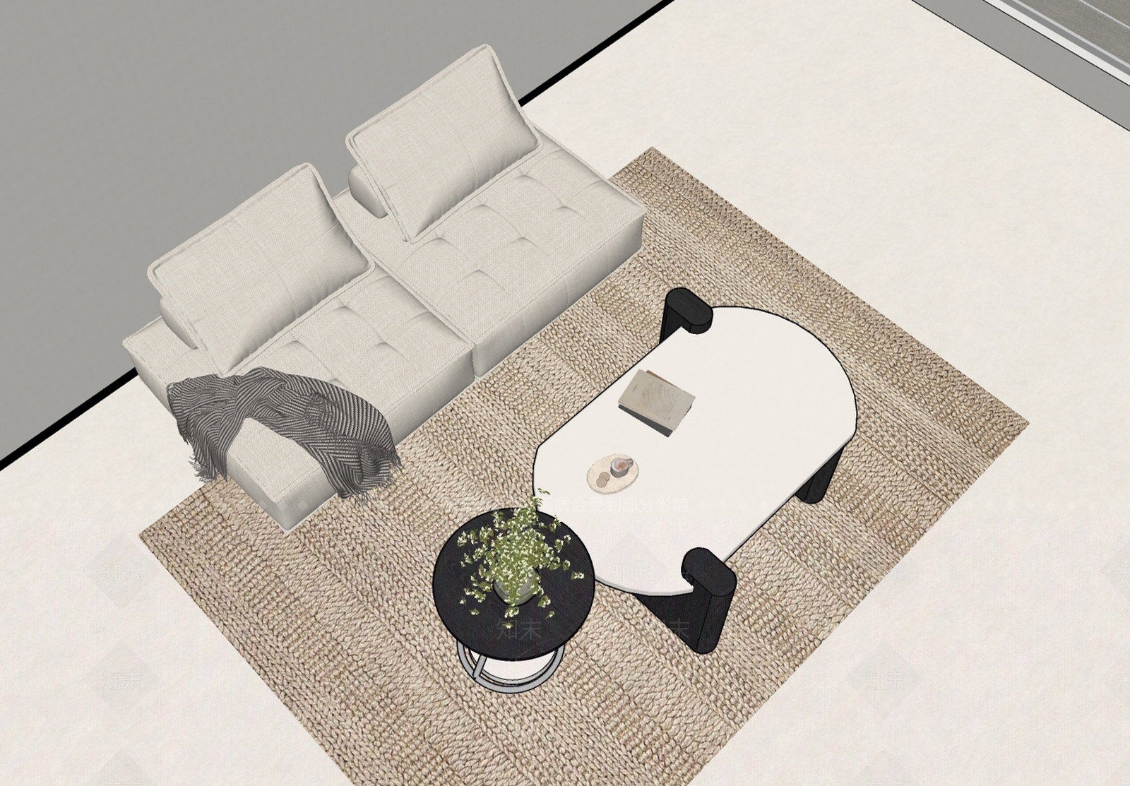 奶油风沙发组合3D模型下载【ID:1231429344】