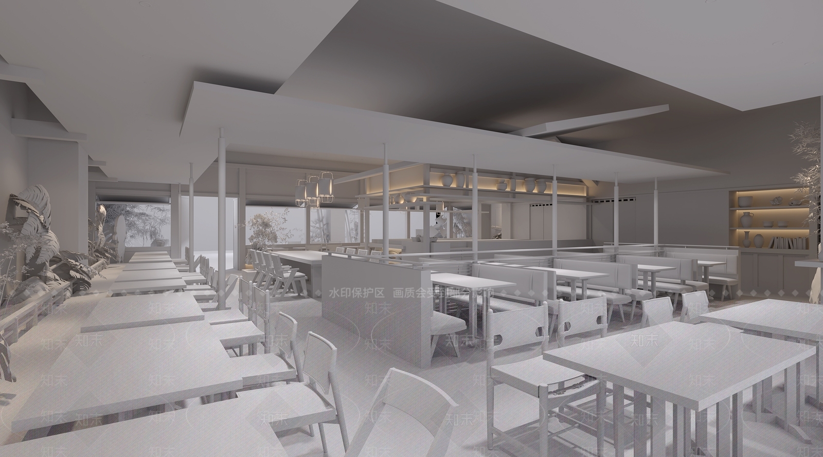 新中式中餐厅3D模型下载【ID:1231429254】