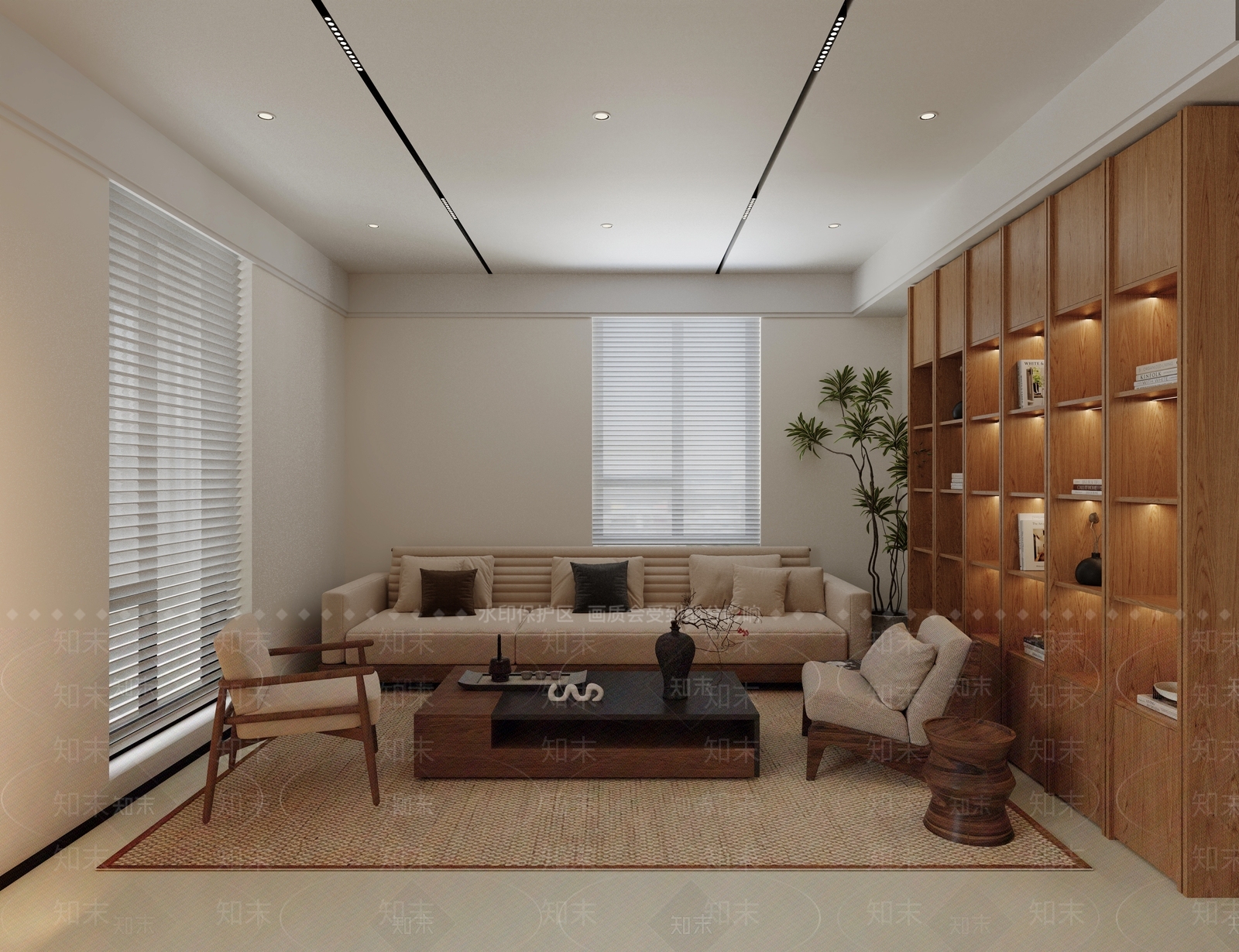 现代简约家居客厅3D模型下载【ID:1231432023】