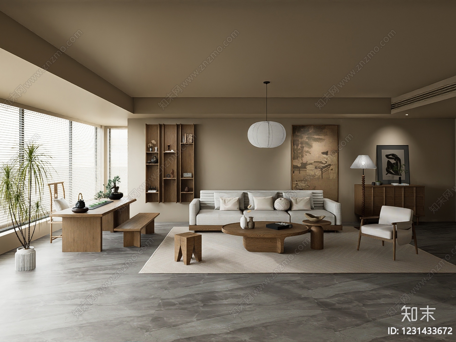 新中式茶室SU模型下载【ID:1231433672】