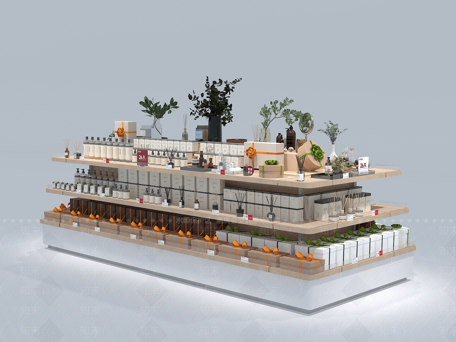 原木风家居用品展厅3D模型渲染效果图