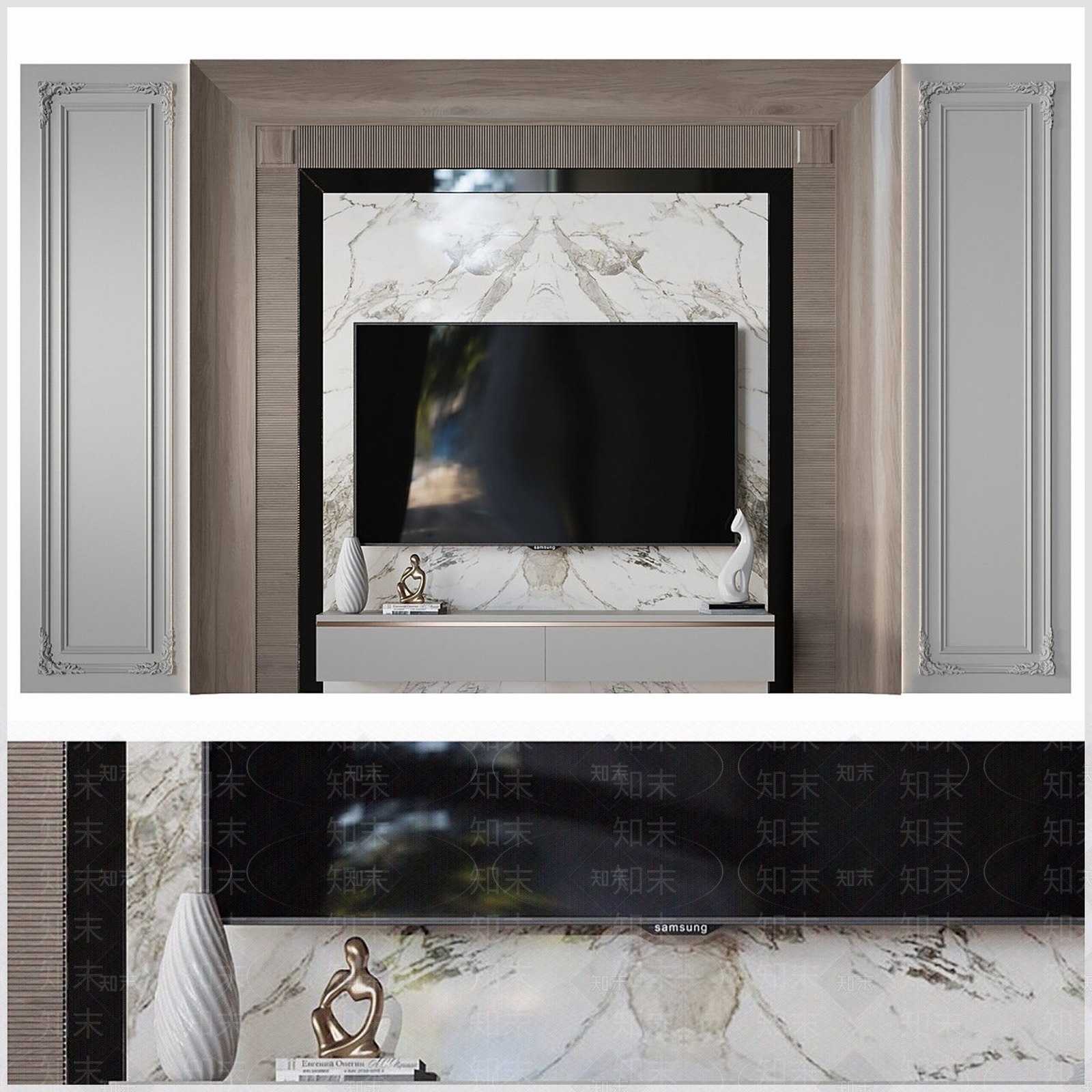 轻奢电视背景墙3D模型下载【ID:1231451639】