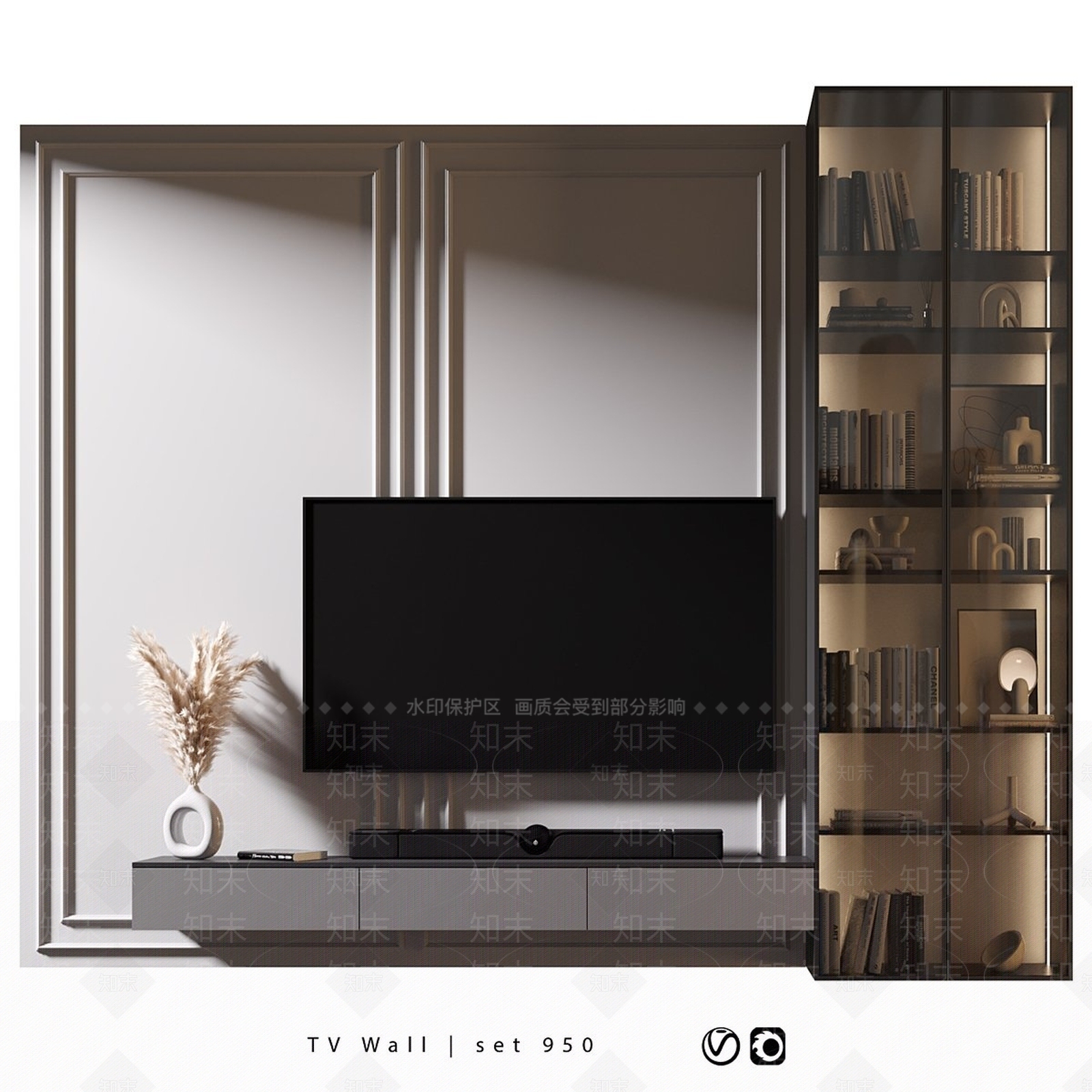 现代简约电视背景墙3D模型下载【ID:1231452289】