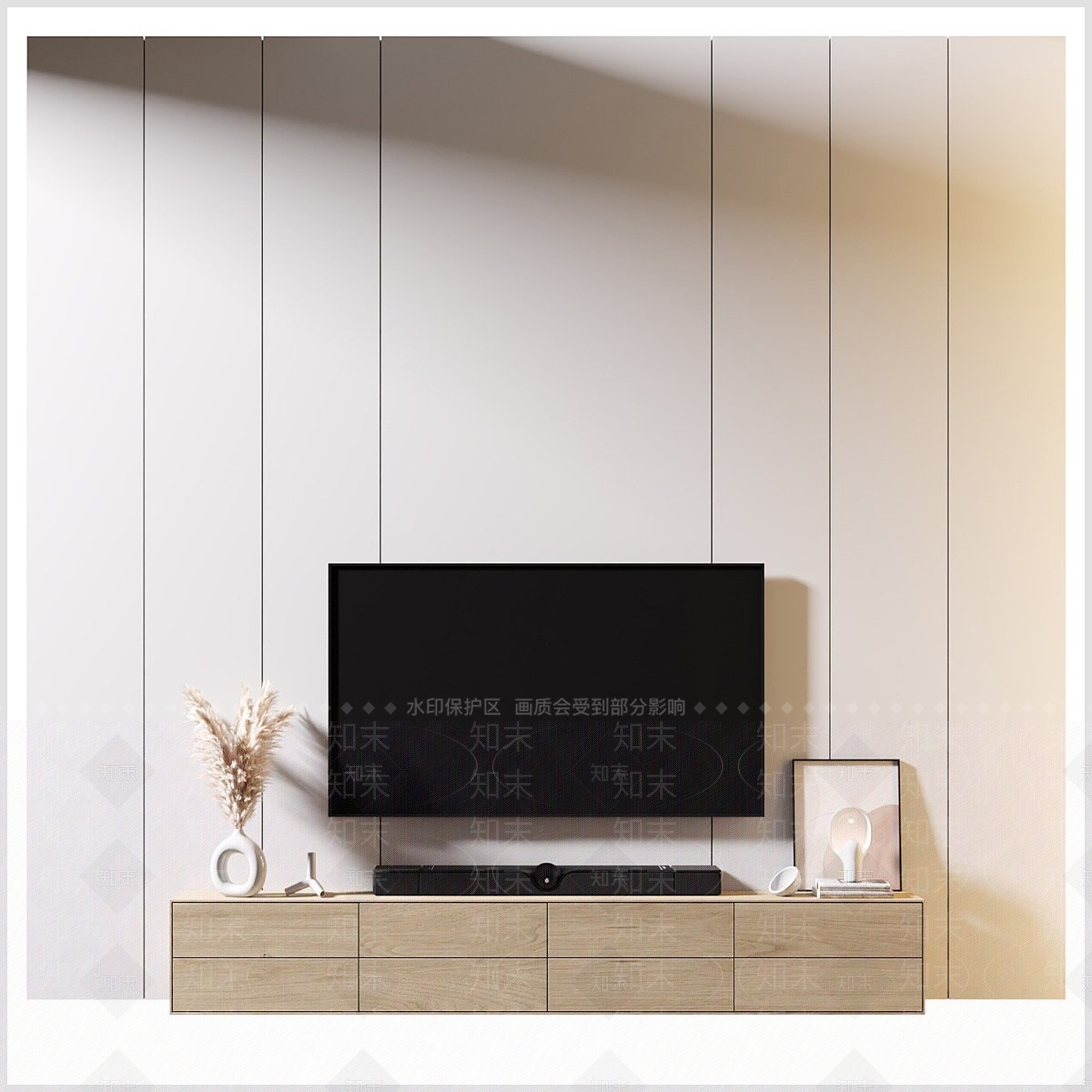 原木风电视背景墙3D模型下载【ID:1231454446】