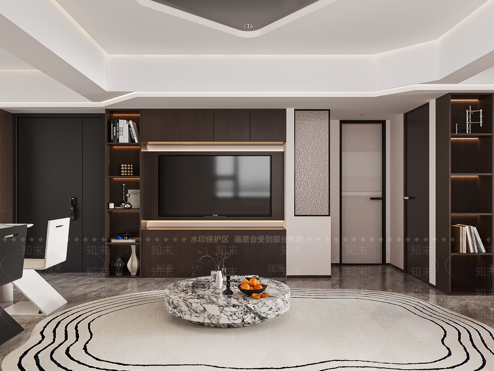 现代简约家居客厅3D模型下载【ID:1231459302】
