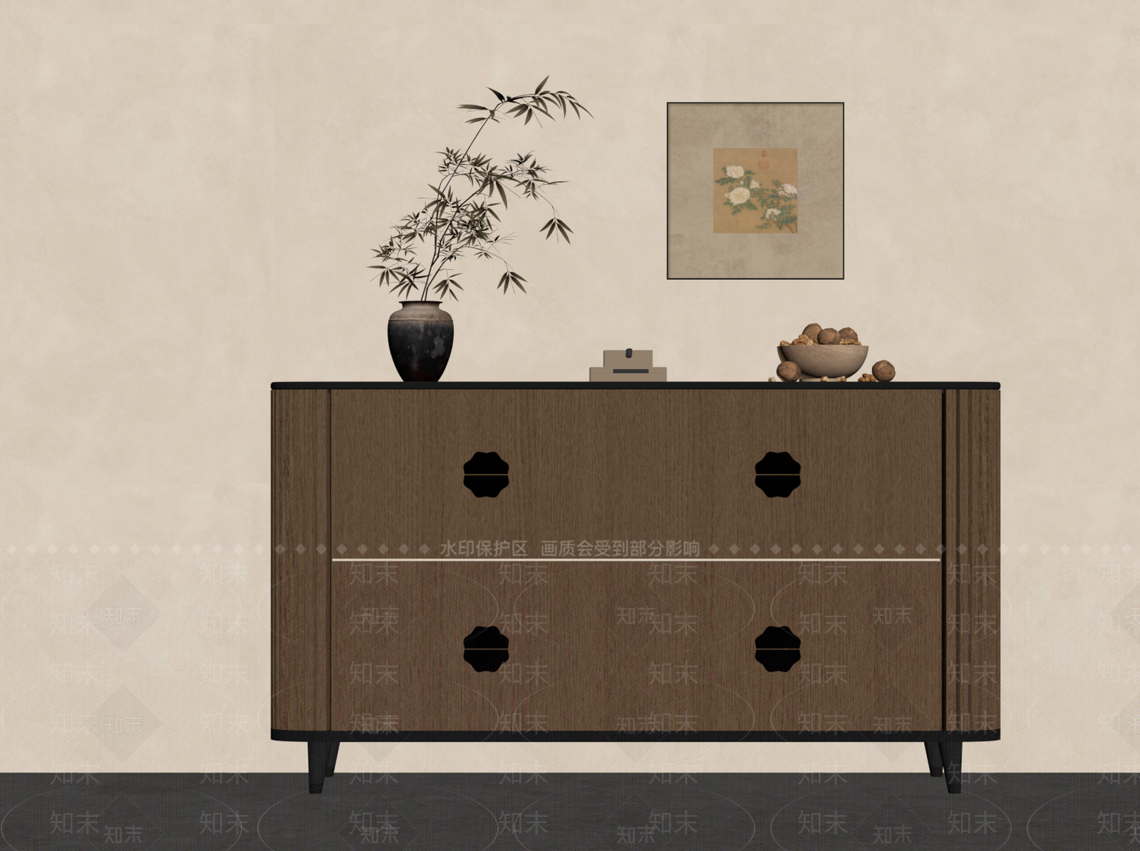 新中式玄关柜SU模型下载【ID:1231459348】