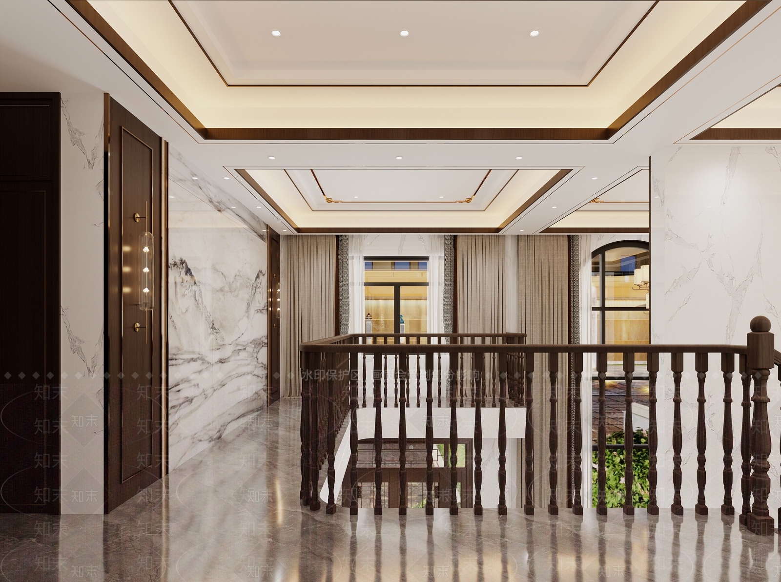 新中式别墅客餐厅3D模型下载【ID:1231464396】
