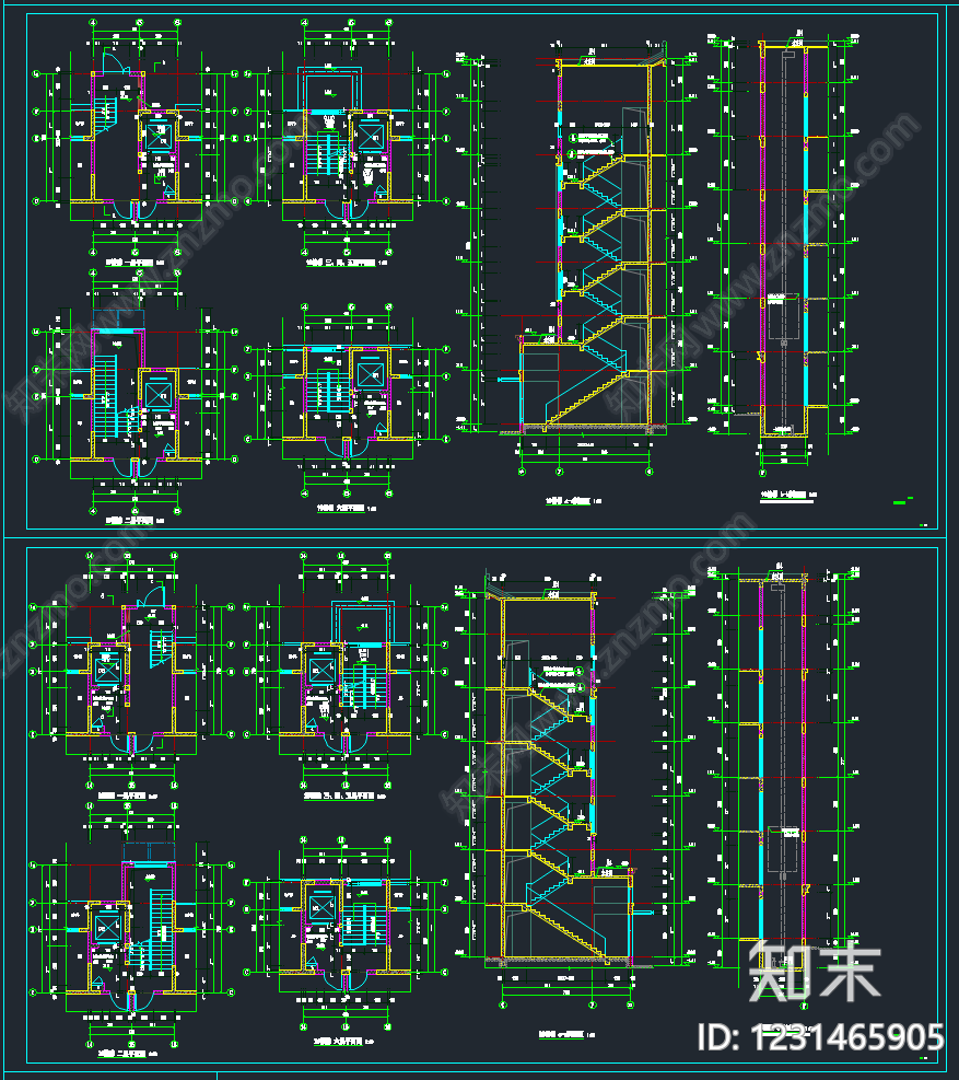 住宅楼建筑cad施工图下载【ID:1231465905】