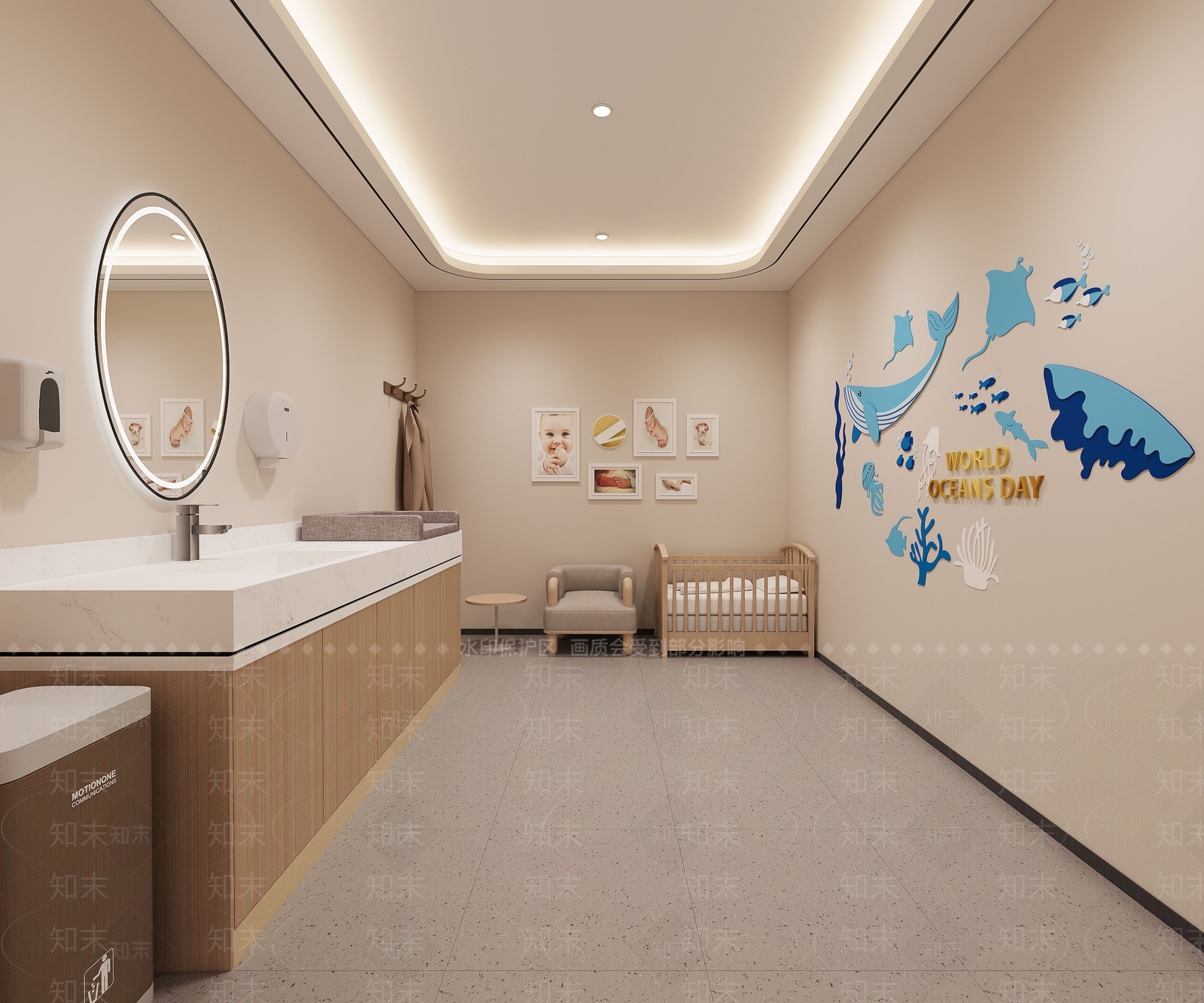 奶油风母婴室3D模型下载【ID:1231466825】