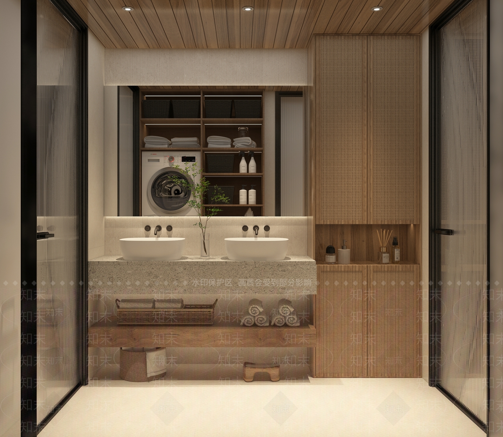 原木风卫生间3D模型下载【ID:1231469510】