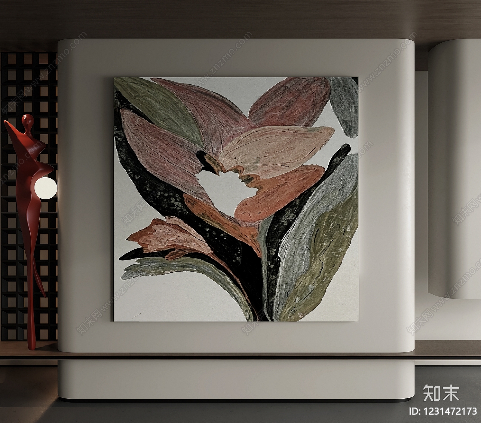 奶油风抽象画SU模型下载【ID:1231472173】