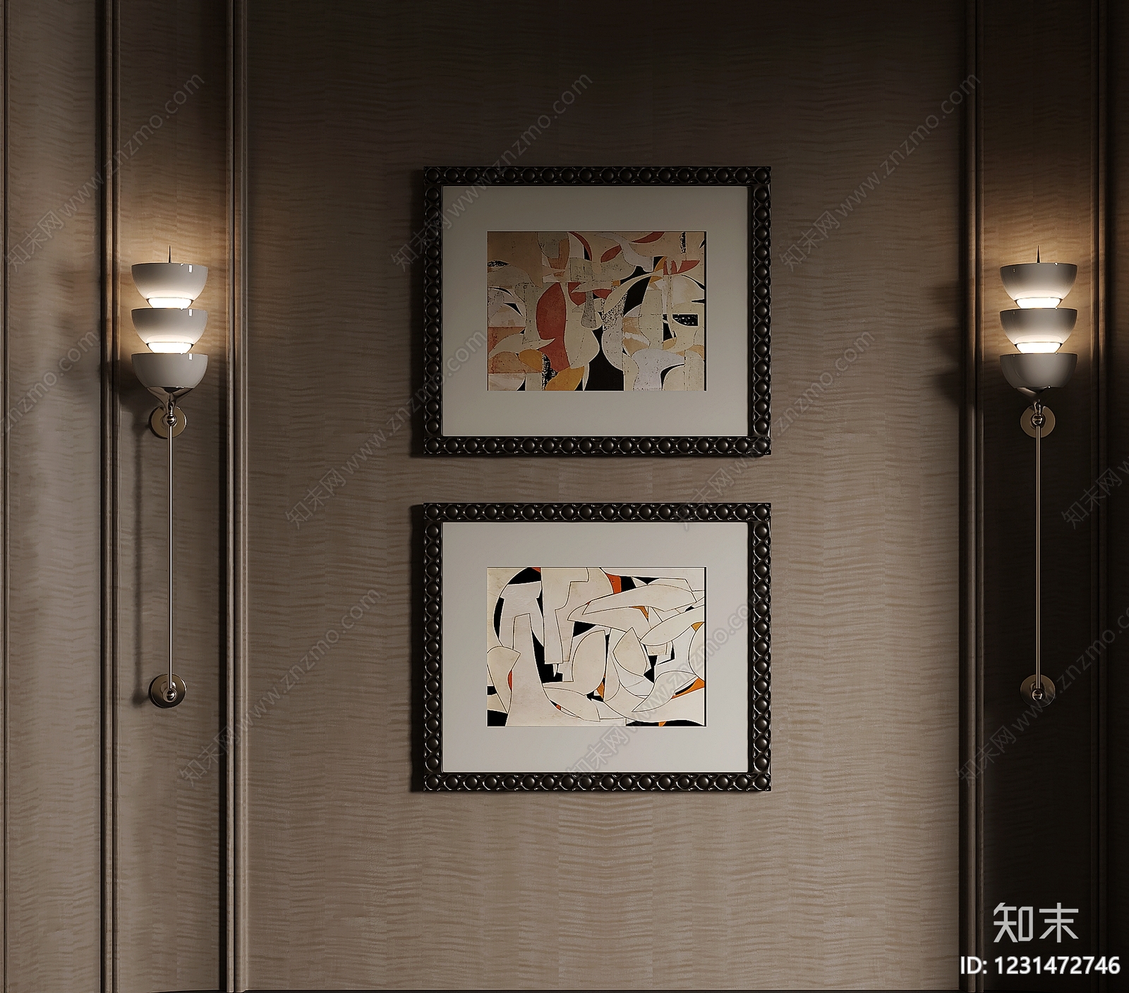 轻奢挂画SU模型下载【ID:1231472746】