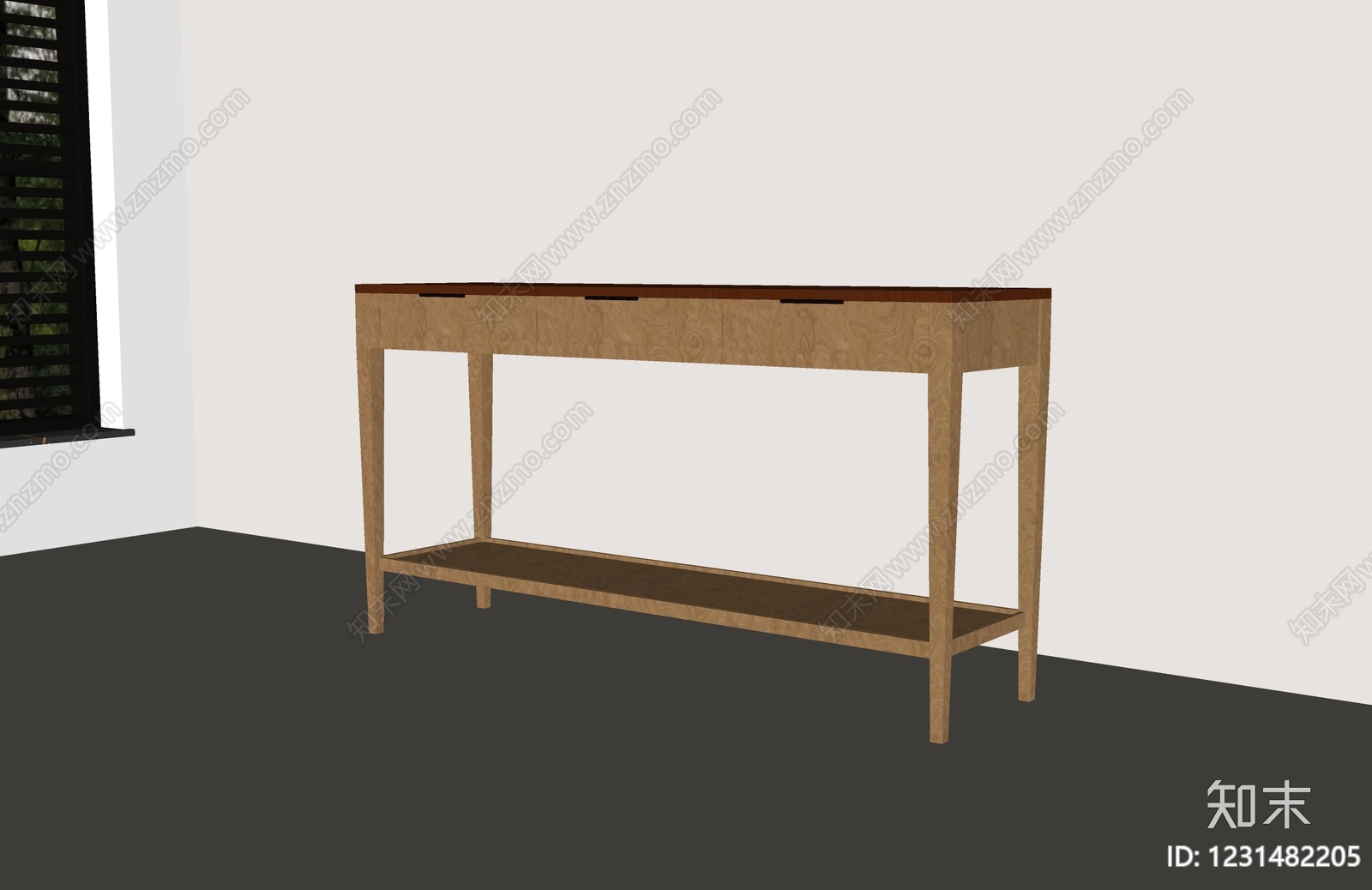 原木风条案SU模型下载【ID:1231482205】