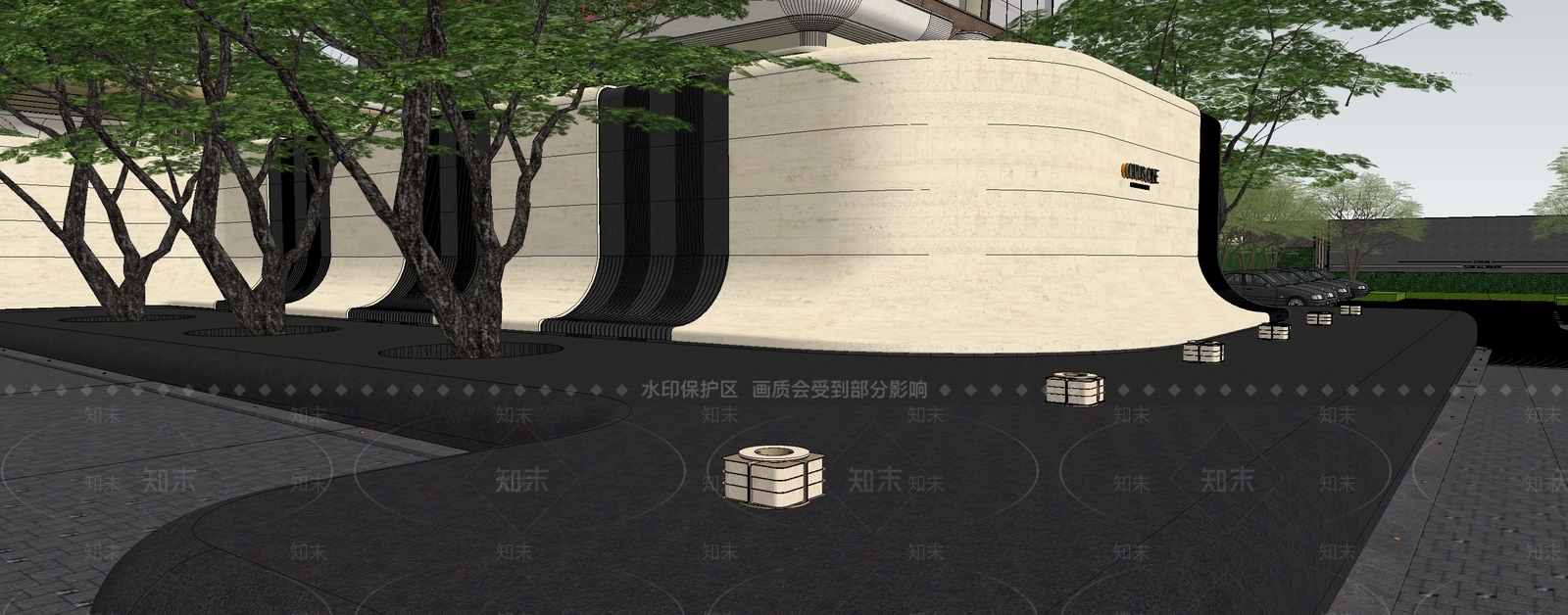 现代主义景墙SU模型下载【ID:1231486165】