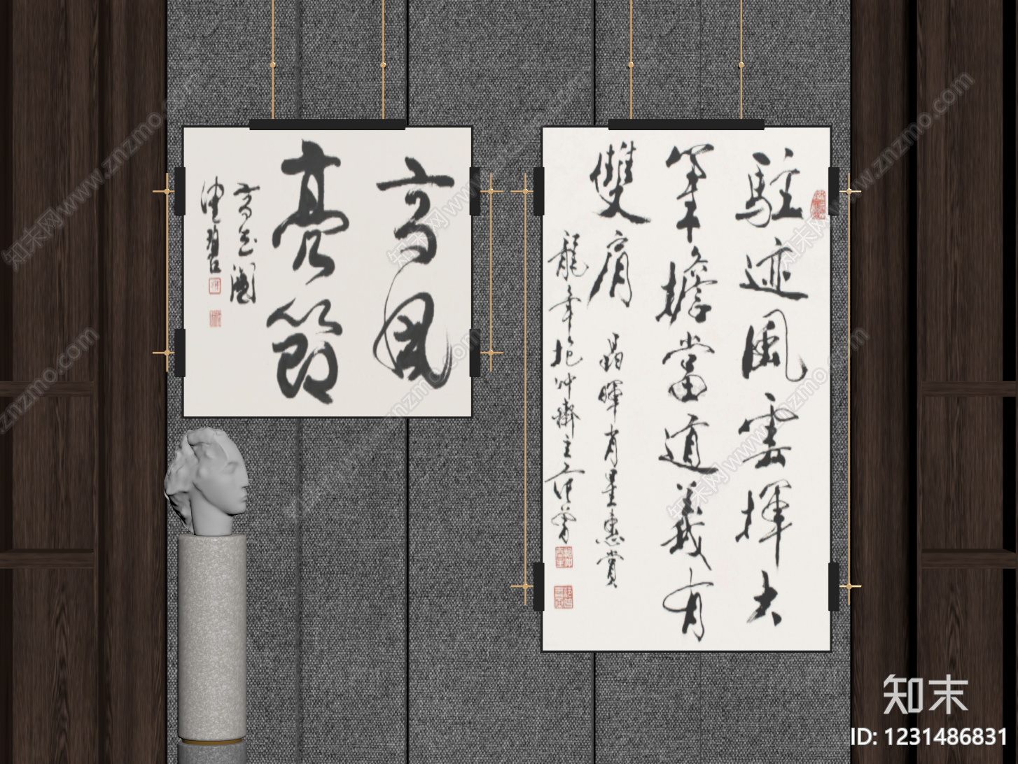新中式字画SU模型下载【ID:1231486831】