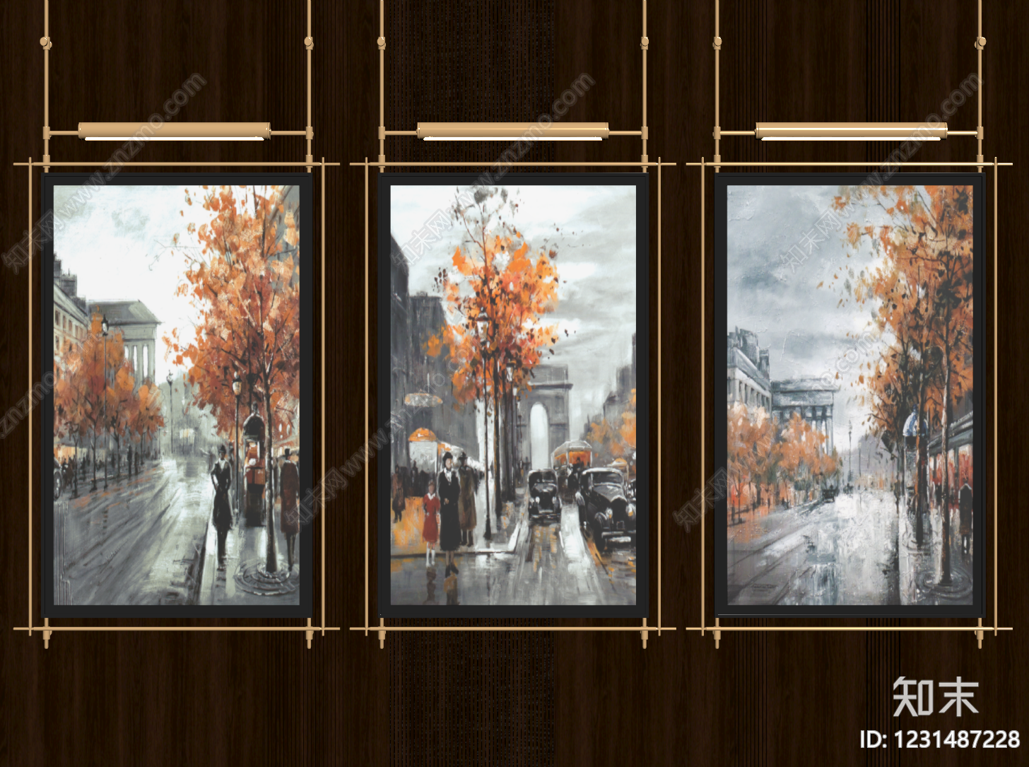 中古风挂画组合SU模型下载【ID:1231487228】