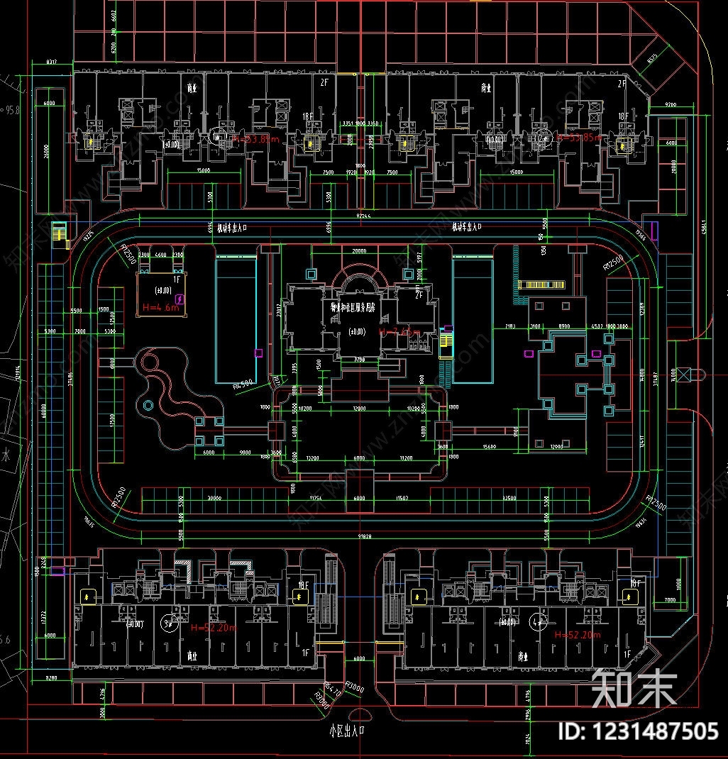 小区中心广场cad施工图下载【ID:1231487505】