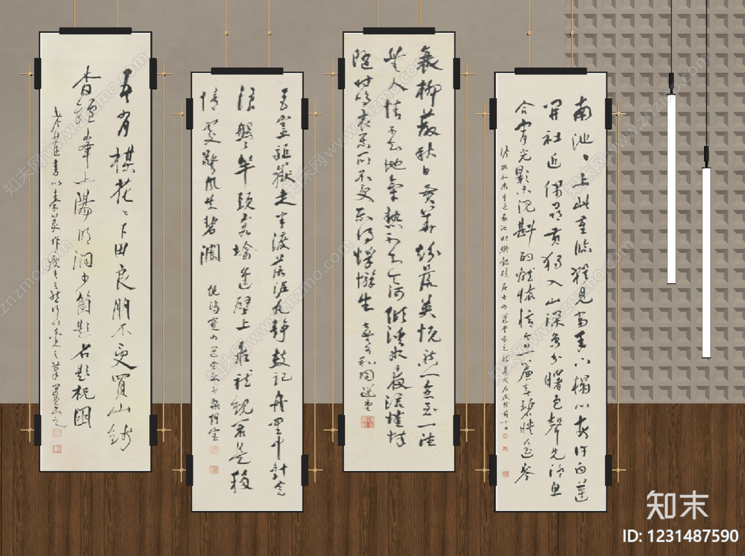 新中式字画SU模型下载【ID:1231487590】