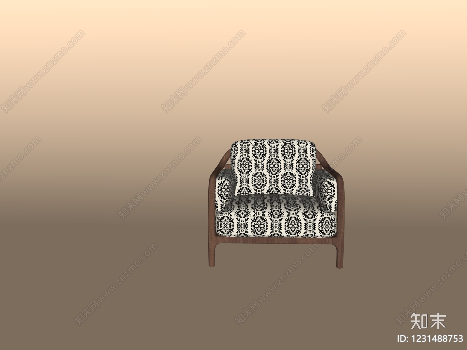 中古风单人沙发SU模型下载【ID:1231488753】